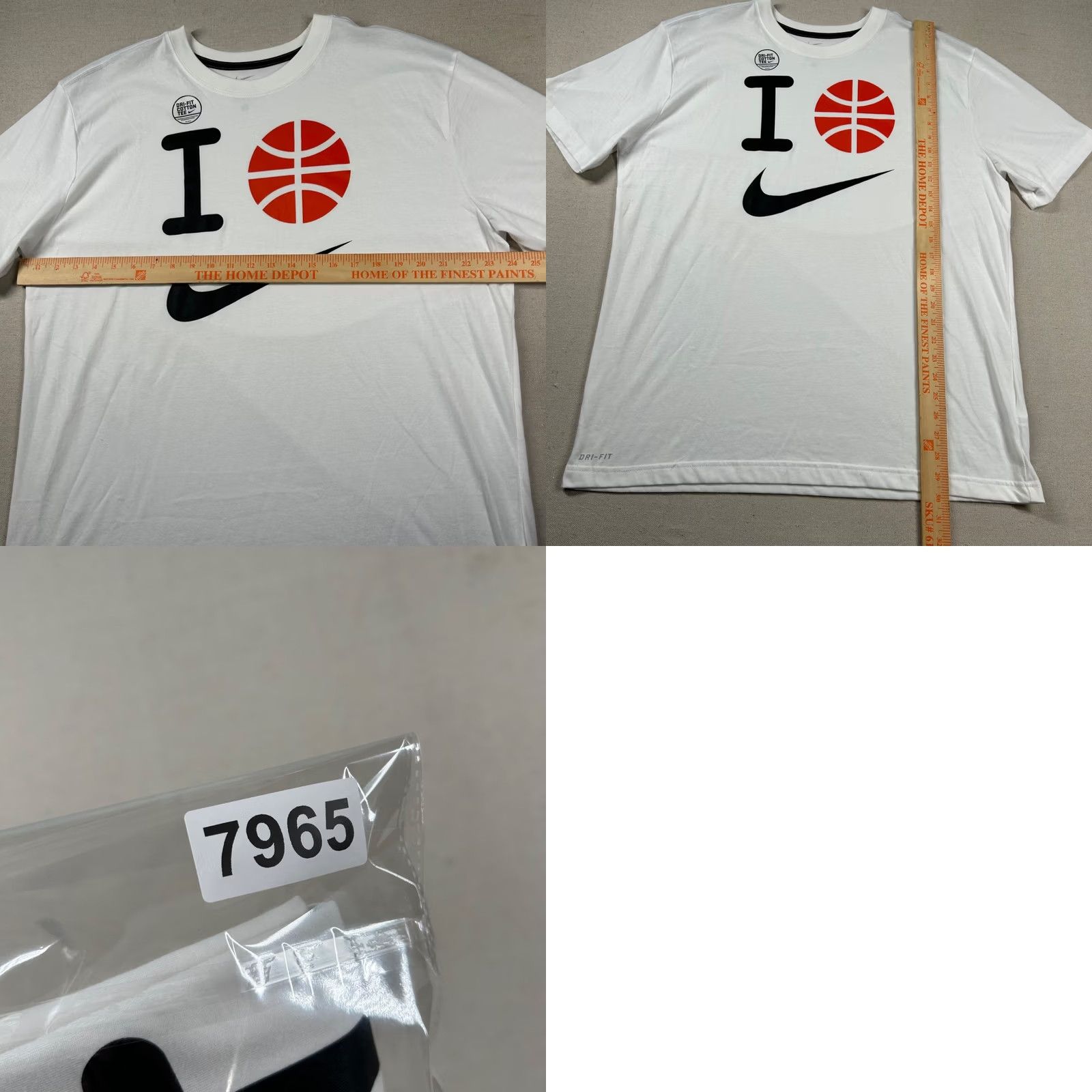 Nike Nike Dri-FIT Mens XL Basketball Shirt Cotton Tee Solid White Gym Sports Fitness Size US XL / EU 56 / 4 - 8 Thumbnail