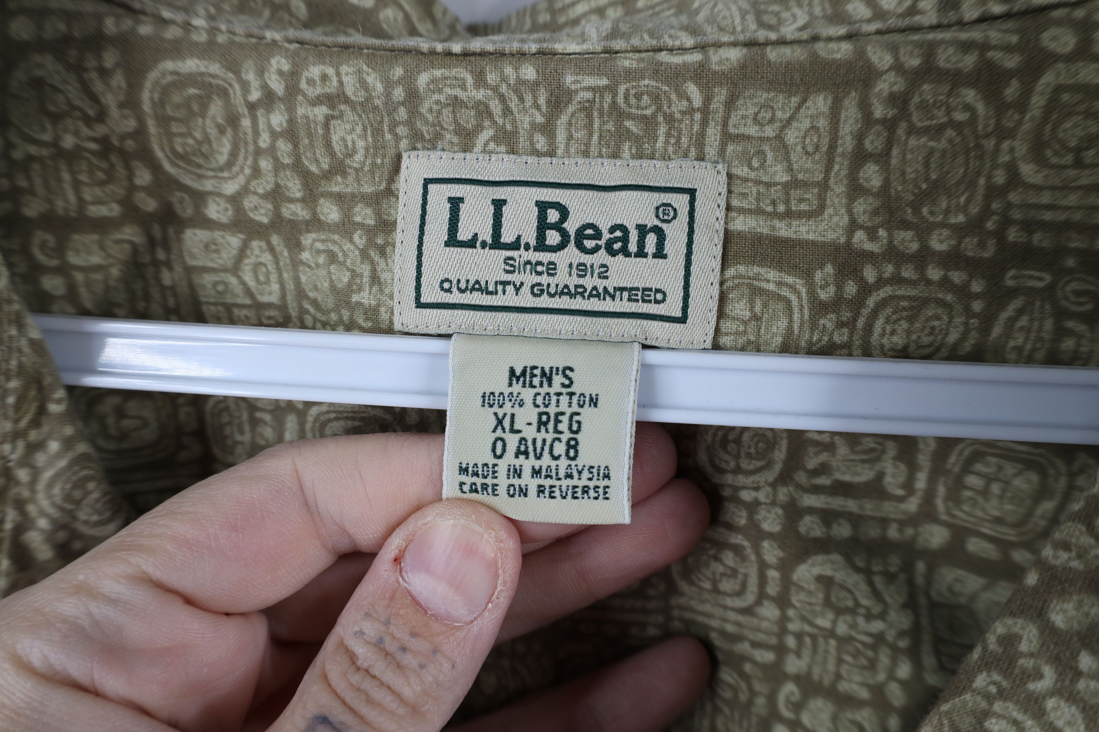 L.L. Bean × Vintage Vintage 90s LL Bean Geometric Looped Collar Button Shirt Size US XL / EU 56 / 4 - 7 Thumbnail
