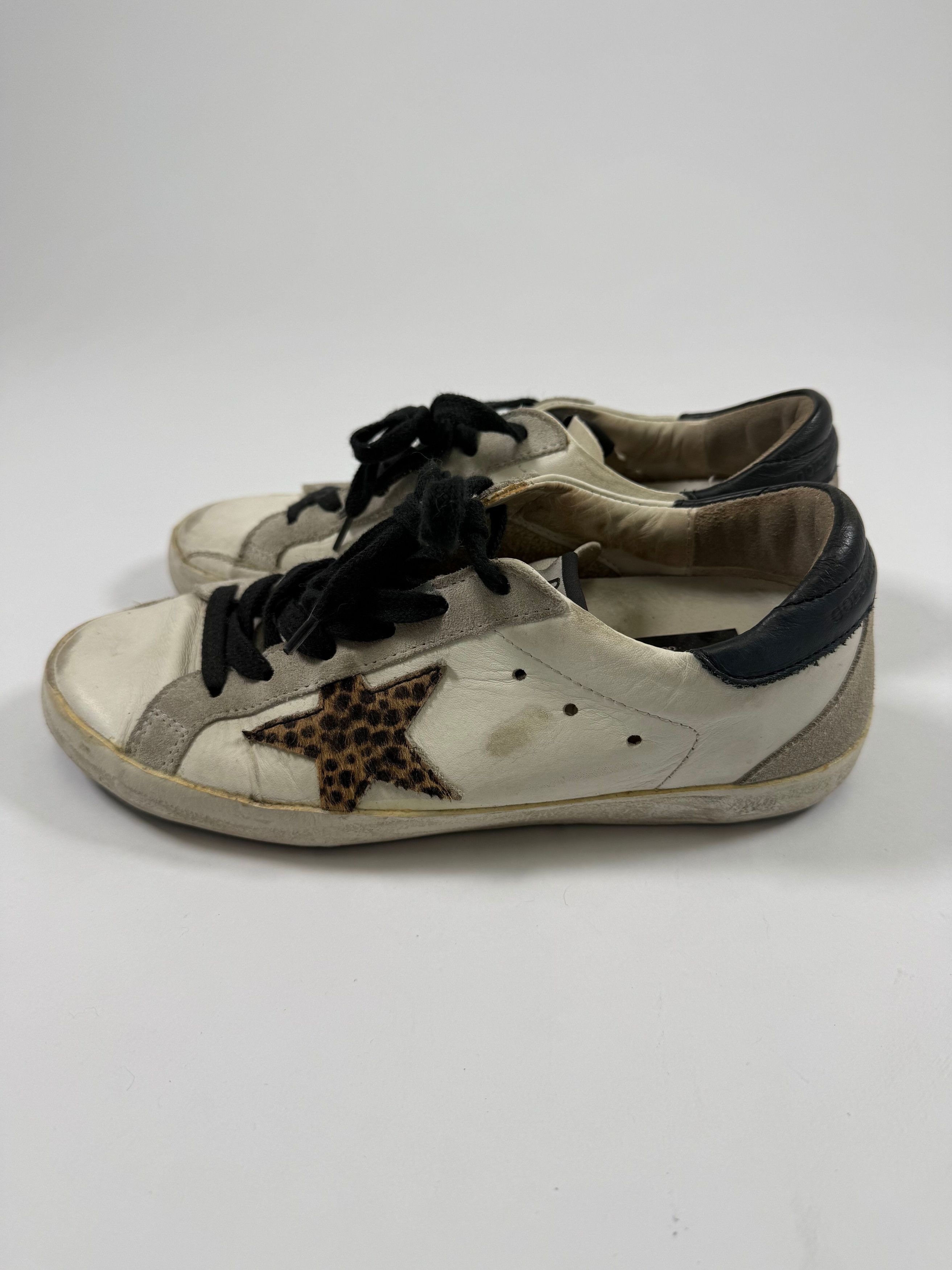 Golden Goose Golden Goose Superstar White Sneakers with Cheetah Stars Size US 6 / IT 36 - 6 Thumbnail