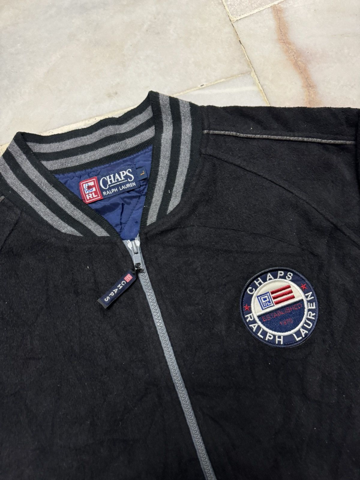 Vintage 💥VINTAGE 90's BASIC JACKET CHAPS RALPH LAUREN SHERPA BLACK Size US L / EU 52-54 / 3 - 4 Thumbnail