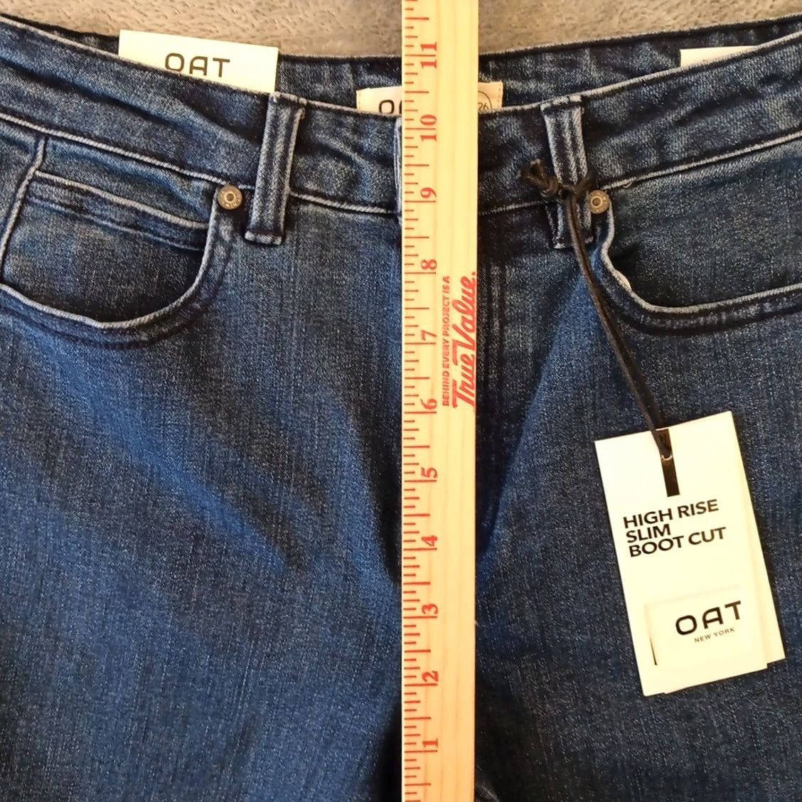 Vintage Oat New York Jeans Womens 2 26 Blue High Rise Slim Boot Cut Dark Wash Denim Satin Zip Bootcut Pocket 5-Pocket Womens Mens Girls Size 26" / US 2 / IT 38 - 4 Thumbnail