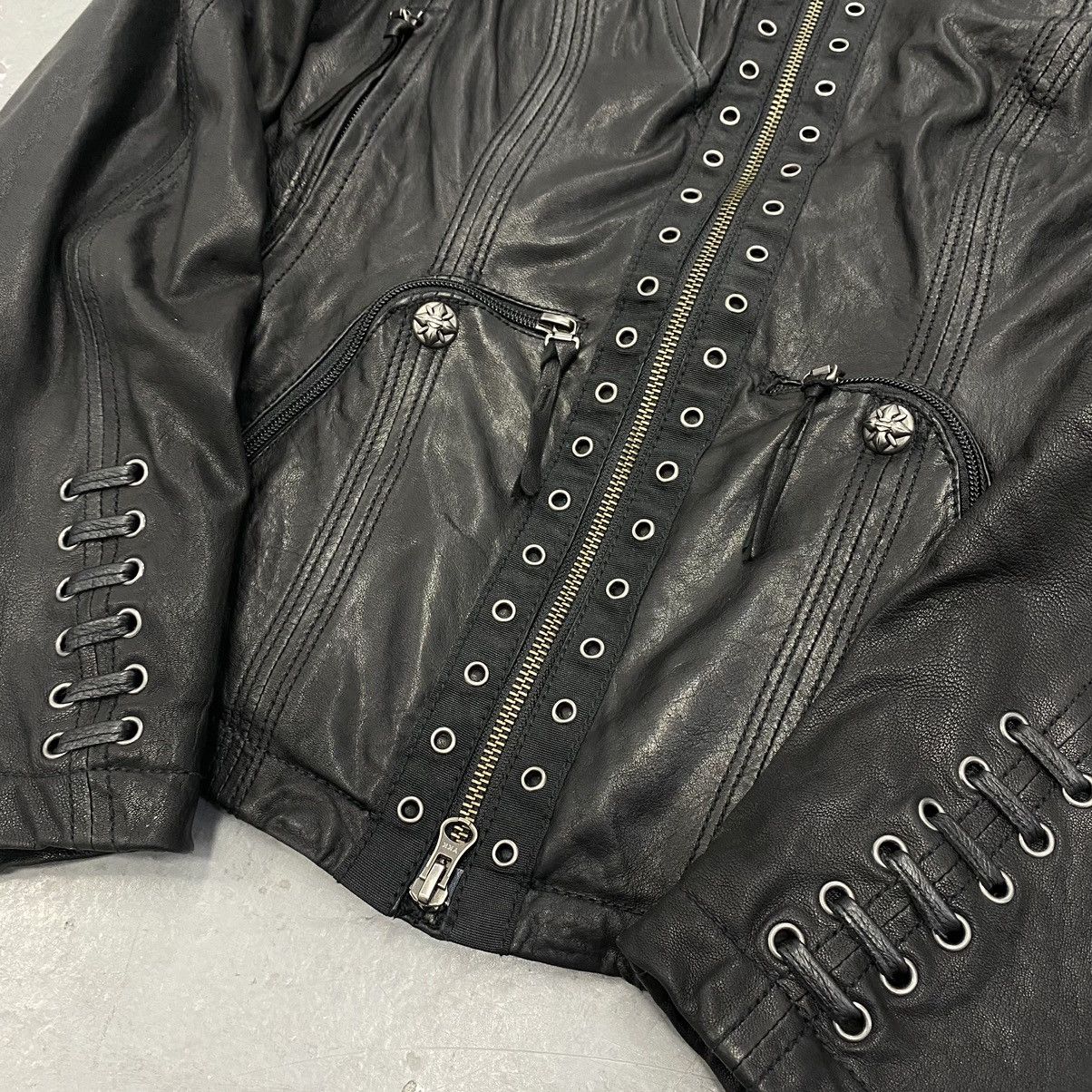 Harley Davidson × Japanese Brand × Vintage Vtg Y2K Harley Davidson Studded Gothic Wings Leather Jacket Size S / US 4 / IT 40 - 4 Thumbnail