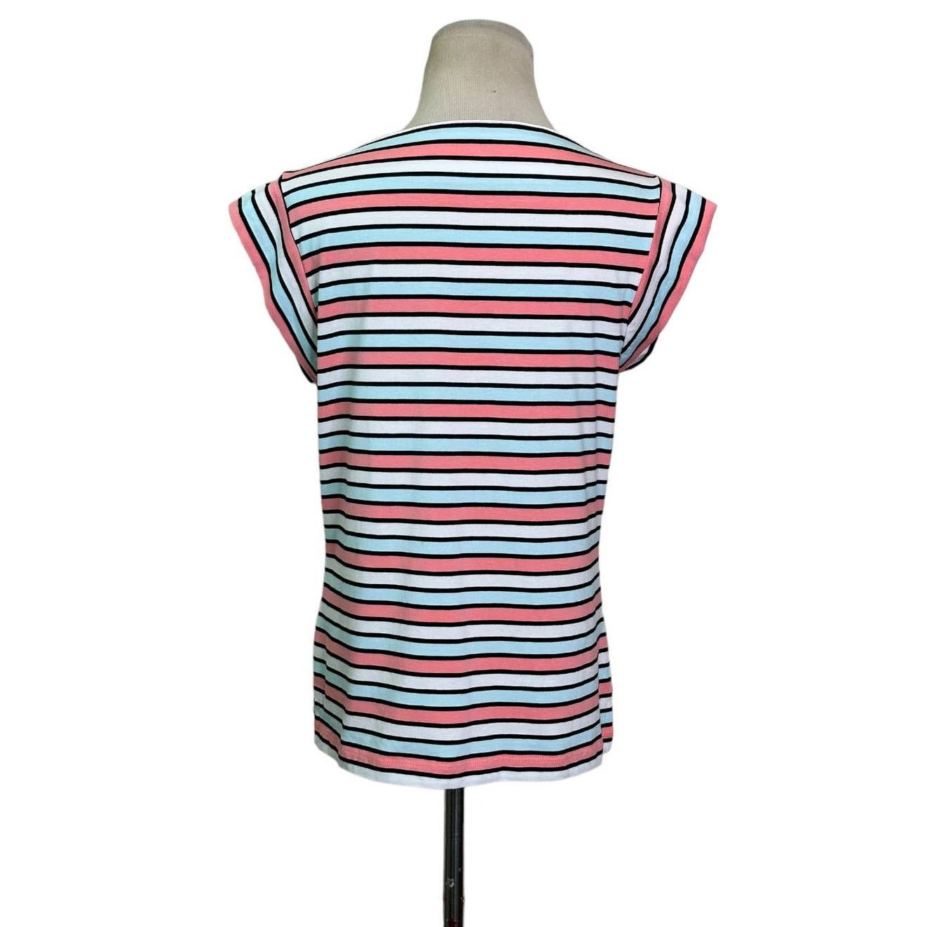 Anne Klein Anne Klein pink blue stripes short sleeves top size Small Size S / US 4 / IT 40 - 2 Thumbnail
