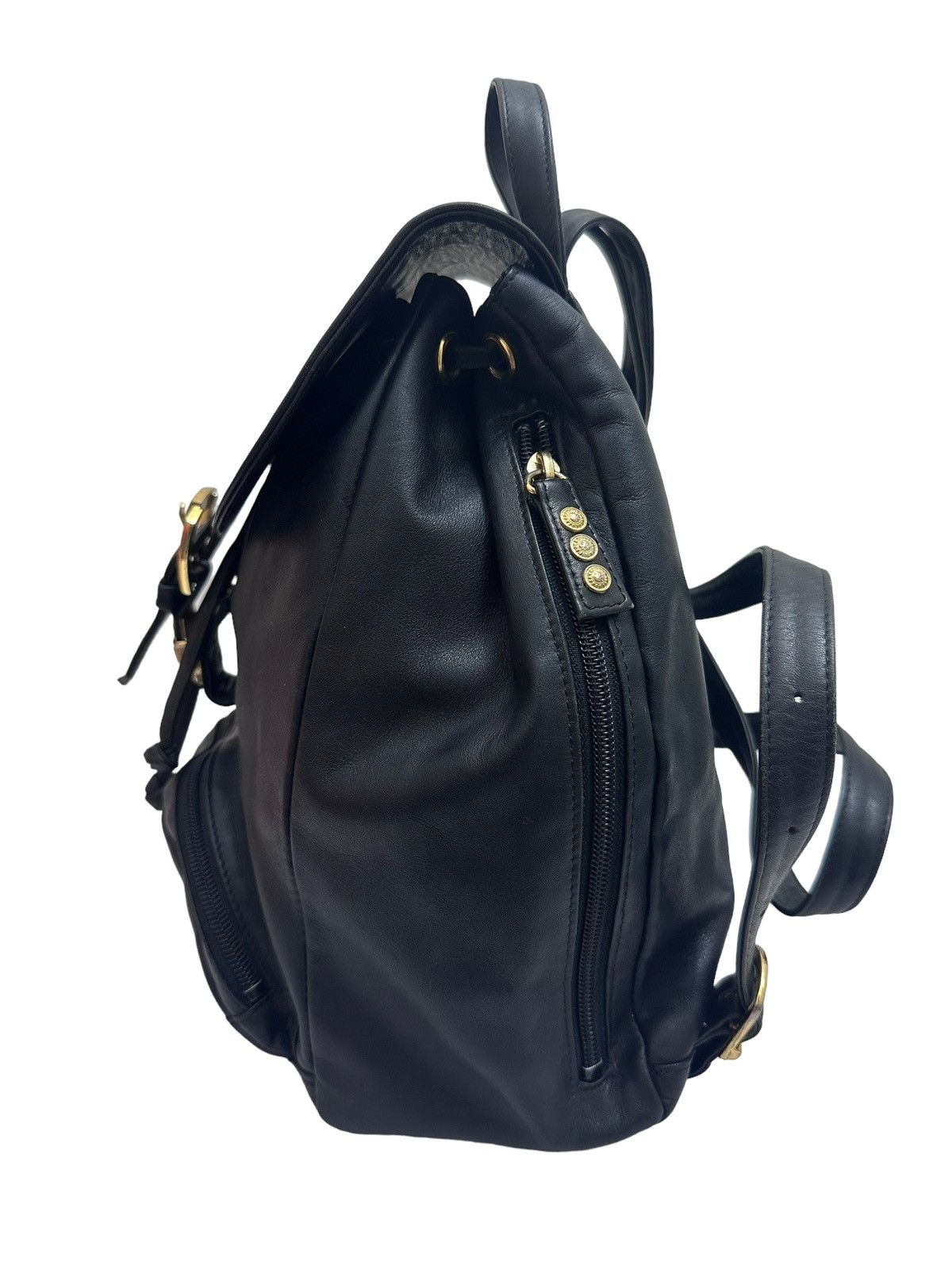 Genuine Leather × Versace Gianni Versace Medusa Logo Leather Backpack Size ONE SIZE - 3 Thumbnail