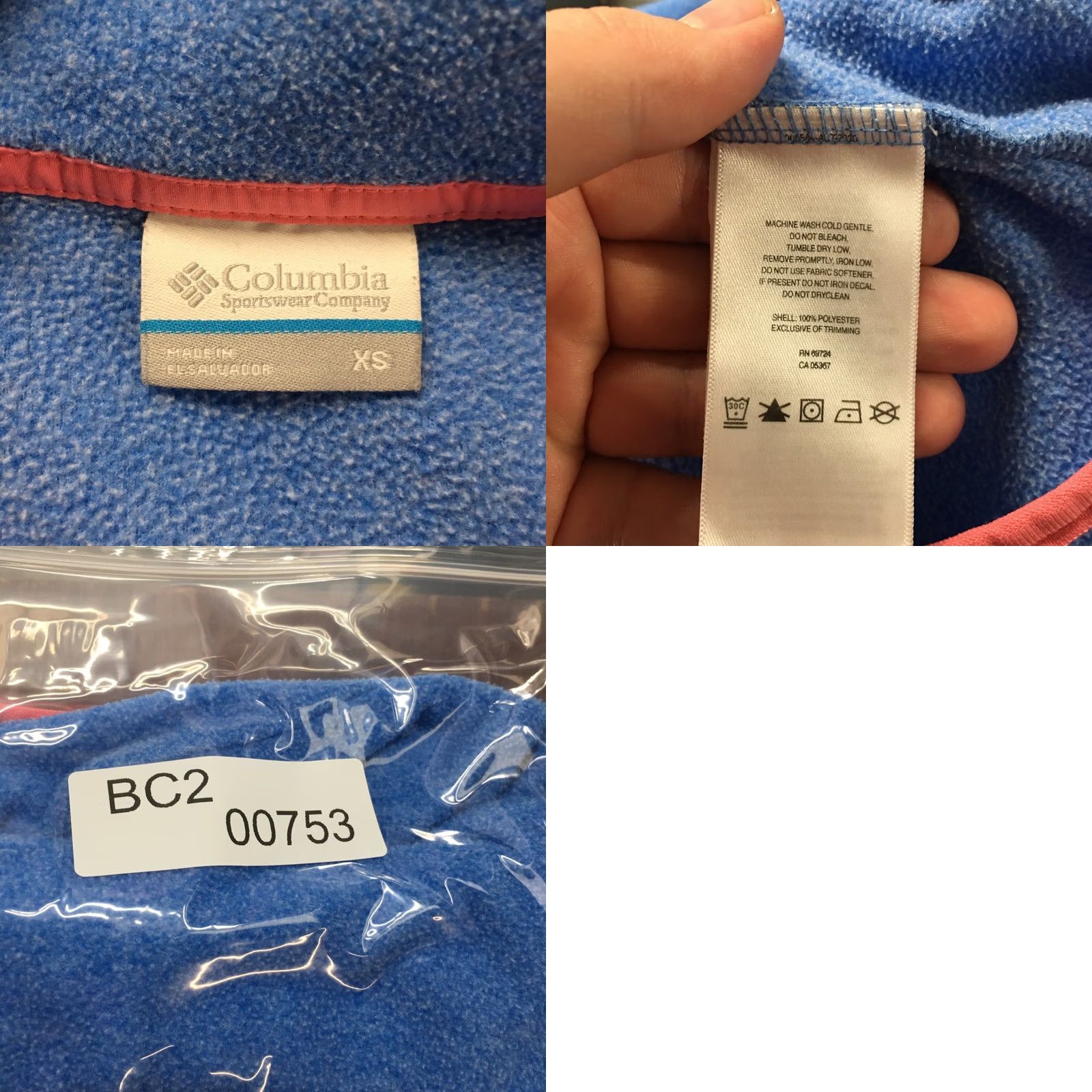 Vintage Columbia PFG Sweater Womens XS Blue Pink Trim Fleece Pullover Quarter Snap Size XS / US 0-2 / IT 36-38 - 9 Thumbnail