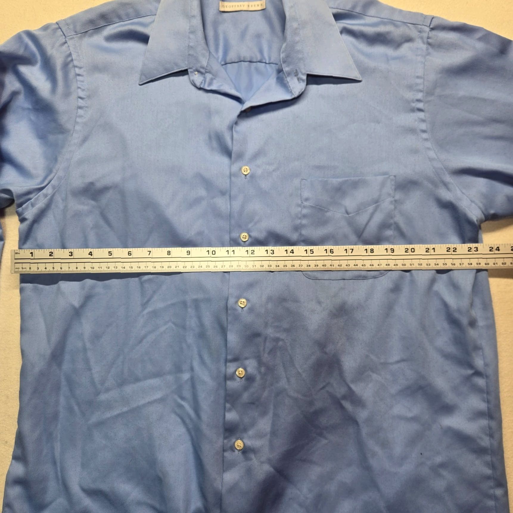 Geoffrey Beene VINTAGE Geoffrey Beene Dress Shirt Men XL Blue Solid 17 34/35 Business Casual Size 46R - 4 Thumbnail