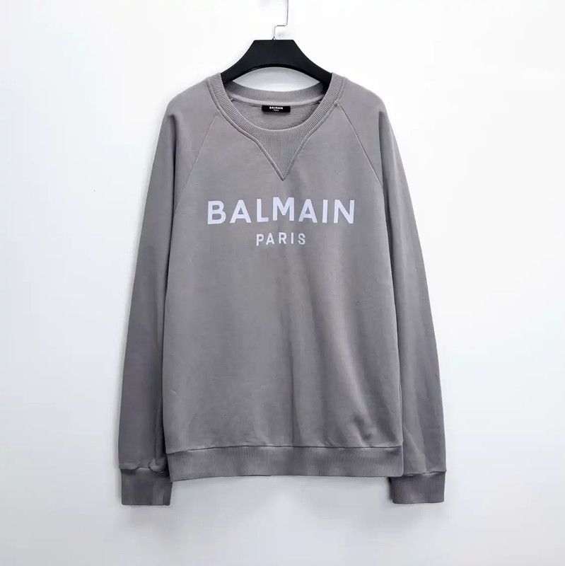 Balmain Balmain Gray Cotton Logo Sweatshirt for Men 0089 Size US M / EU 48-50 / 2 - 1 Thumbnail