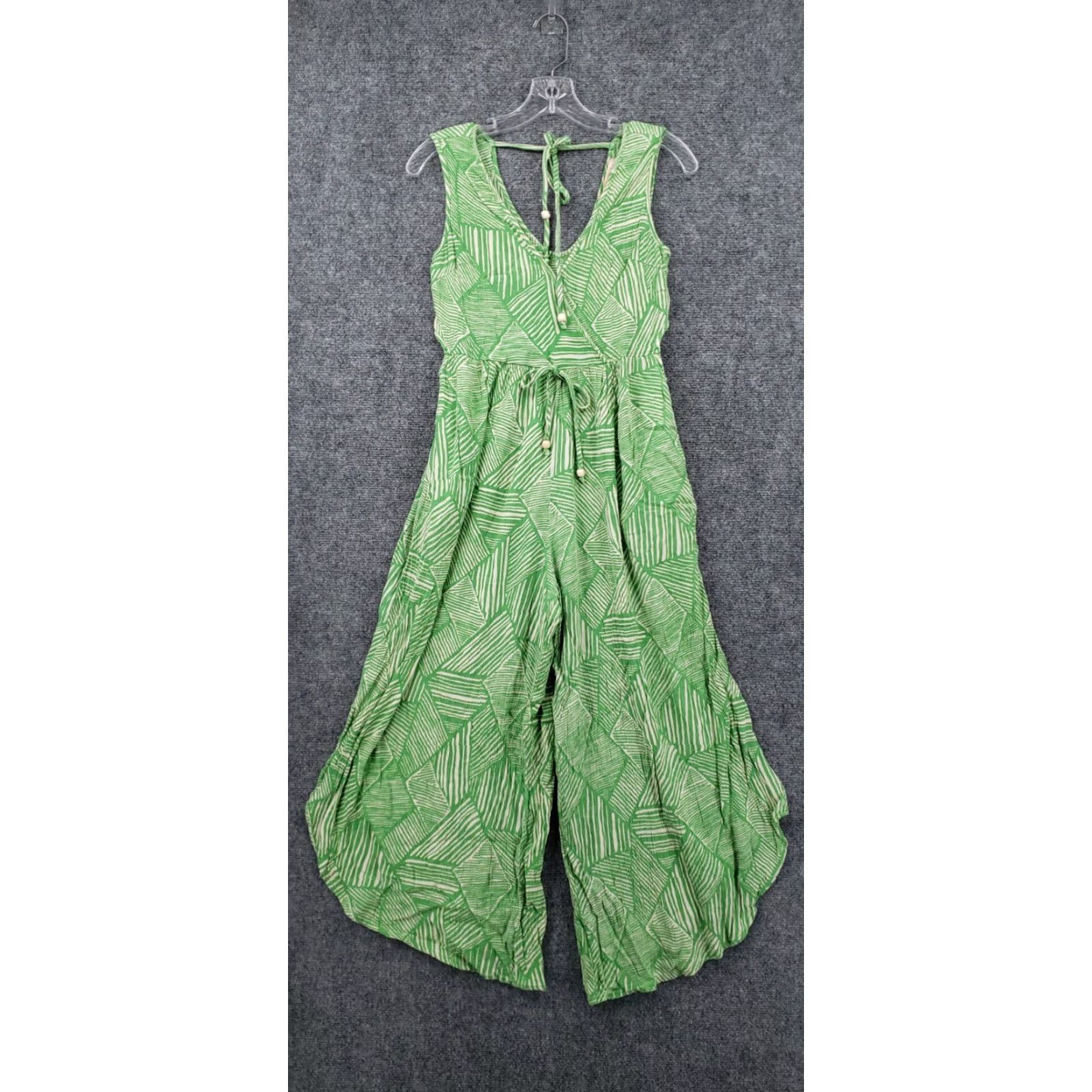 Vintage Band The Free Jumpsuit Women M Green Sleeveless V-Neck Wide-Leg One-Piece Casual Size 32" / US 10 / IT 46 - 2 Thumbnail