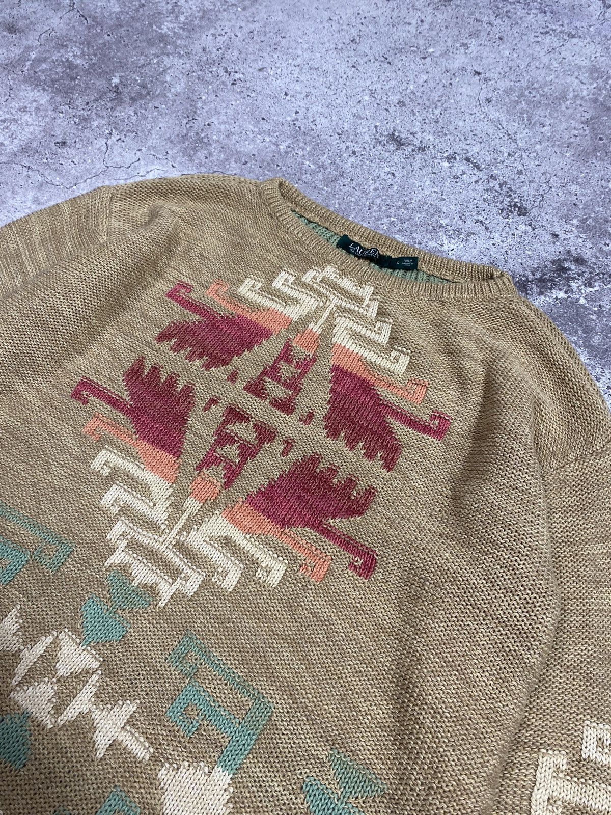 Ralph Lauren × Vintage RALPH LAUREN Aztec sweater Size L / US 10 / IT 46 - 4 Thumbnail