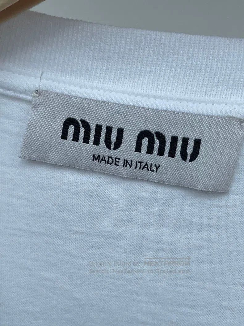 Miu Miu Miu Miu Size XS White patch logo short sleeves Size XS / US 0-2 / IT 36-38 - 4 Thumbnail