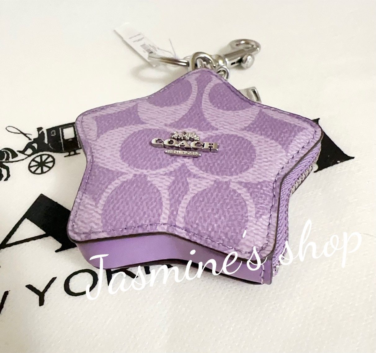 Coach NWT Coach Star Signature Bag Charm CBL12 Silver/Iris Size ONE SIZE - 4 Thumbnail