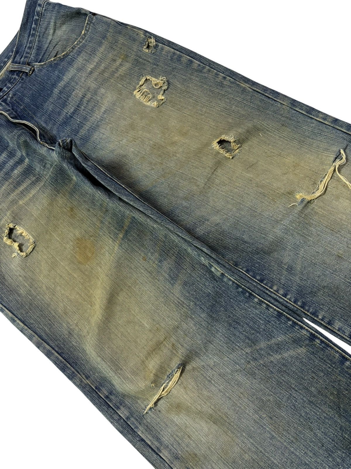 Japanese Brand Vtg Ezaki Shoji Distressed Mud Wash Jeans Size US 35 - 3 Thumbnail