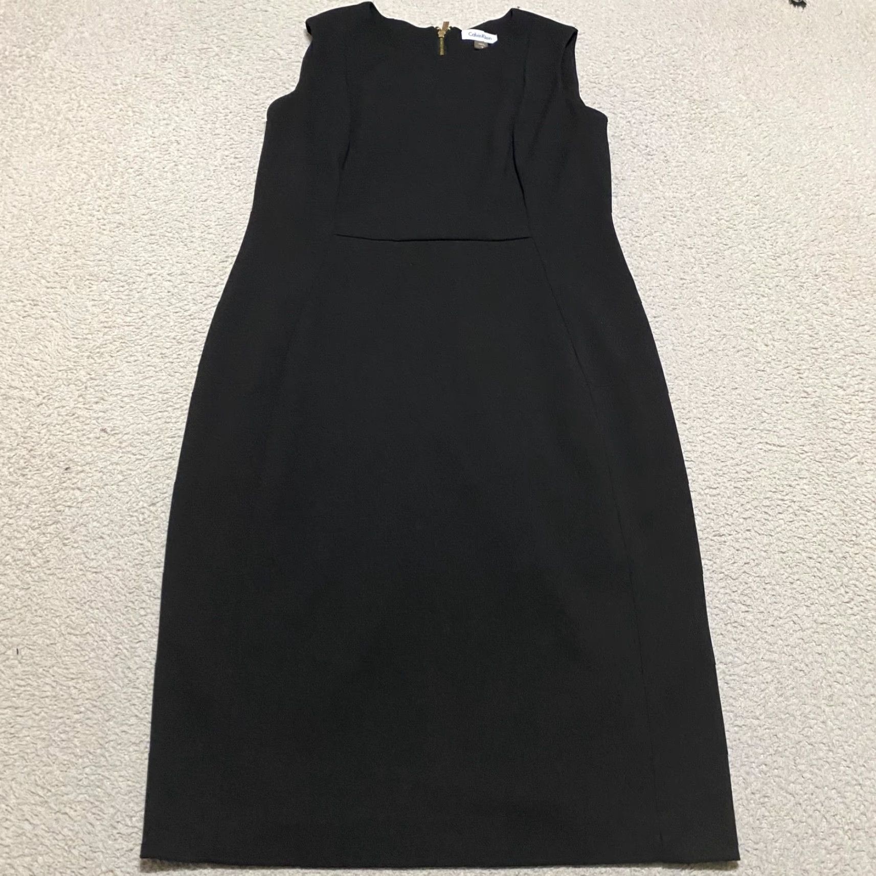 Calvin Klein Calvin Klein Womens Dress Solid Black Round Neck Sleeveless Sheath 12 Size XL / US 12-14 / IT 48-50 - 2 Thumbnail