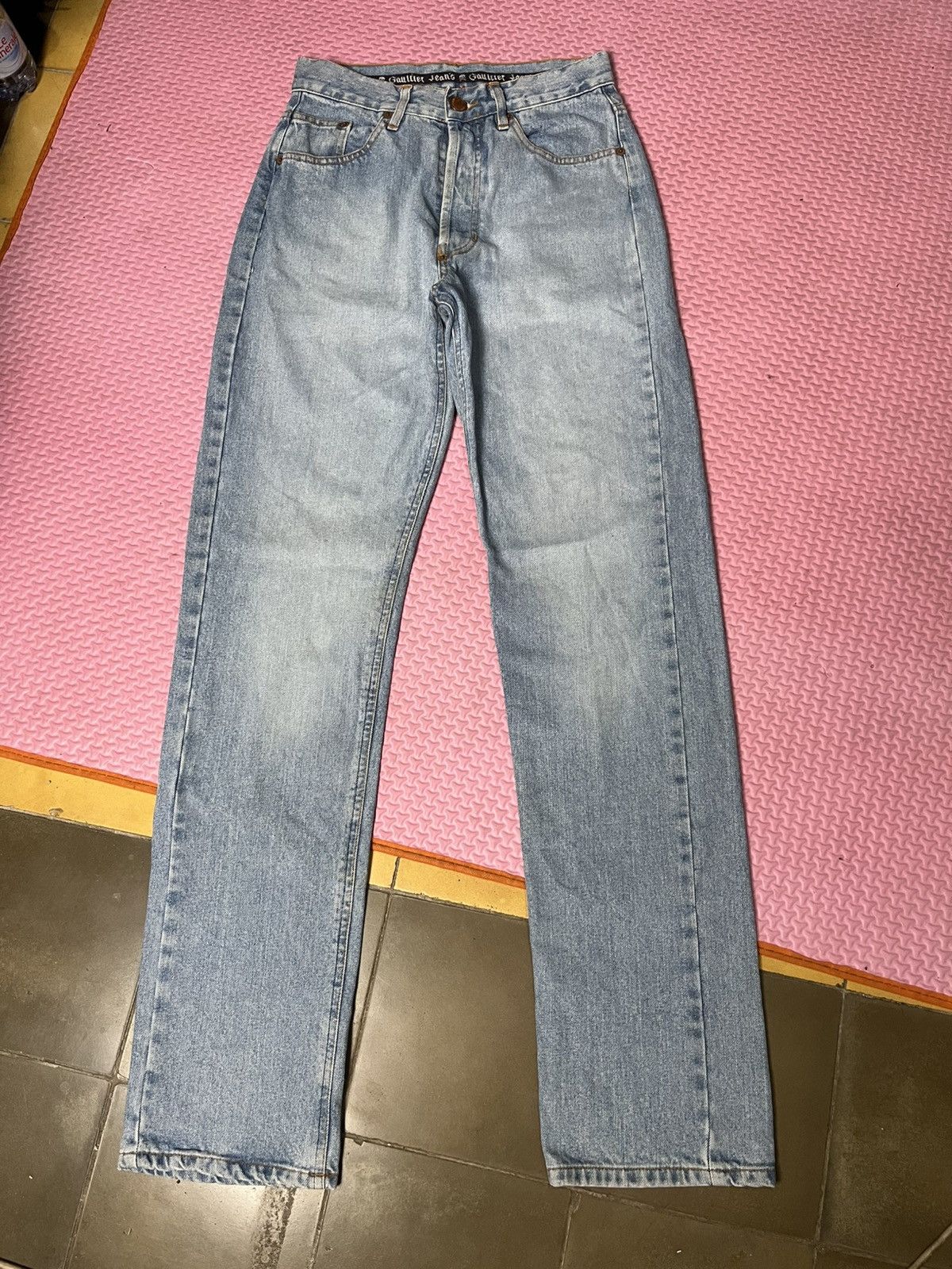 Gaultier Homme Objet 🔥RARE🔥Vintage JPG SKuLL Washed Blue denim Size US 26 / EU 42 - 1 Thumbnail