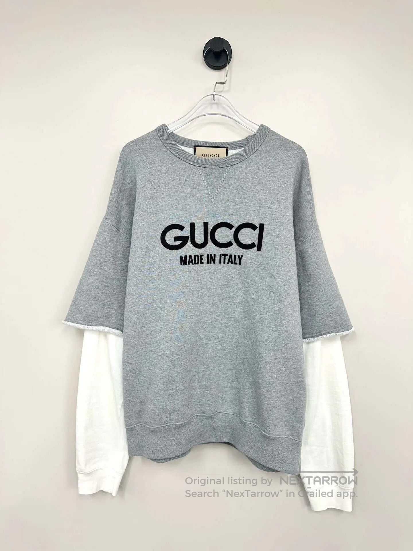 Gucci Guicci Gray Letter Logo Patchwork Fake Two-piece Sweater| Size US M / EU 48-50 / 2 - 1 Thumbnail