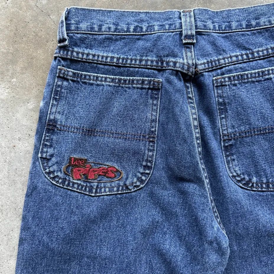 Lee Vintage Lee Pipes Denim Wide Leg Jeans JNCO SKATER Size US 30 / EU 46 - 2 Thumbnail