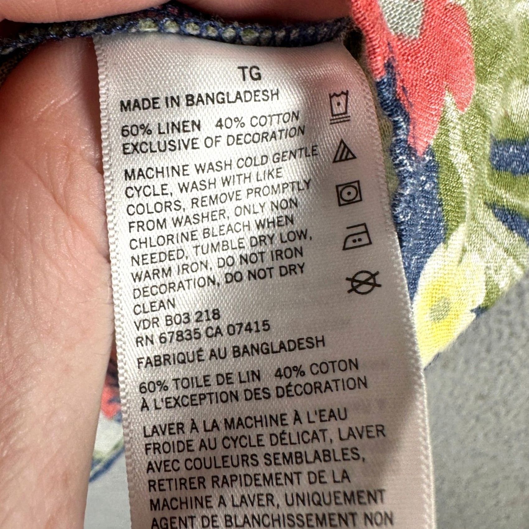 Nautica Nautica Hawaiian Shirt XL Blue Multi Floral Button-Up Linen Blend Mens Casual Summer Short Sleeve Size US XL / EU 56 / 4 - 5 Thumbnail