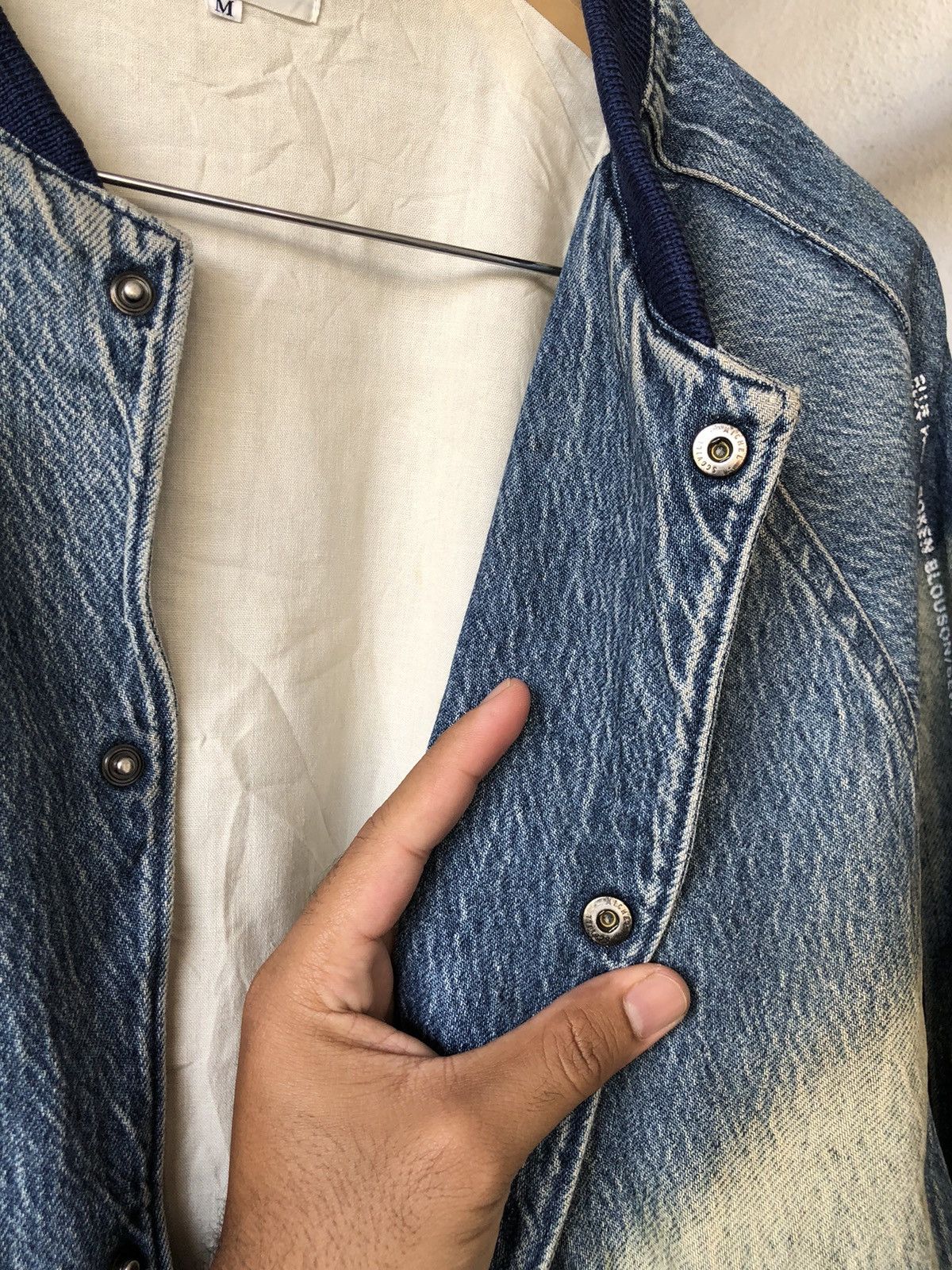Blue Blue Japan Nice🔥 Vintage Blue Way Indigo Denim Faded Bomber Jacket Size US M / EU 48-50 / 2 - 16 Thumbnail