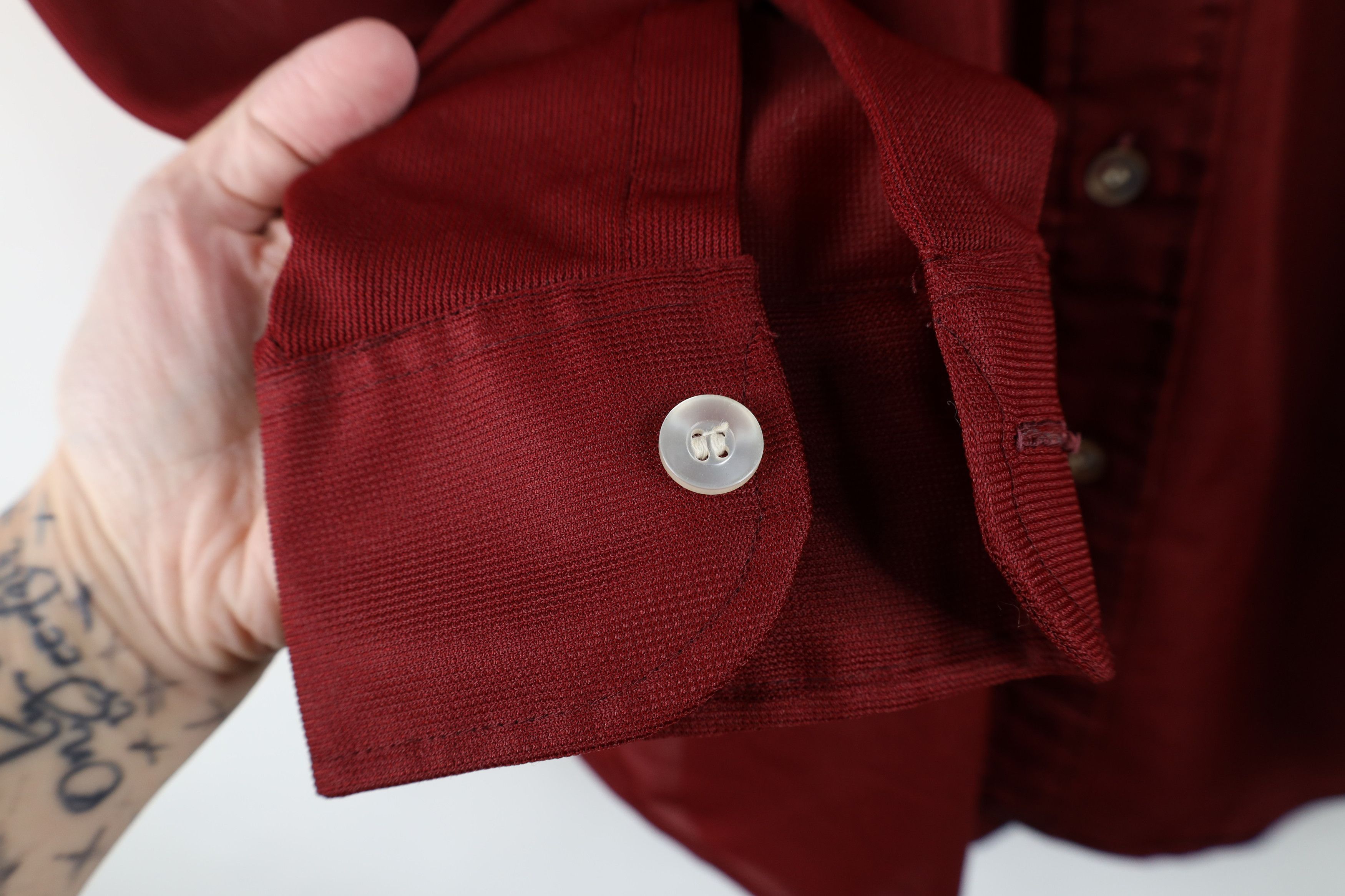 Vintage Vintage 70s Streetwear Knit Collared Button Shirt Red USA Size US M / EU 48-50 / 2 - 6 Thumbnail