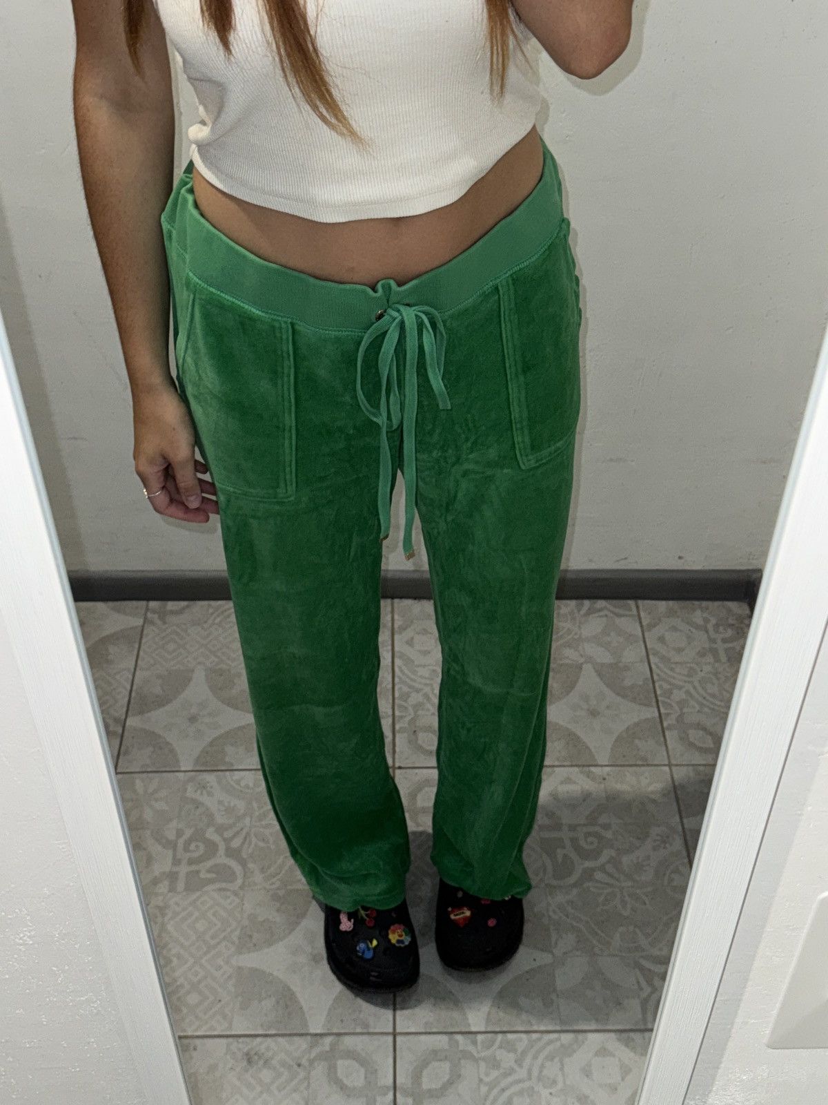Juicy Couture VINTAGE VELOUR JUICY COUTURE 2000s GREEN PANTS Size 32" / US 10 / IT 46 - 2 Thumbnail
