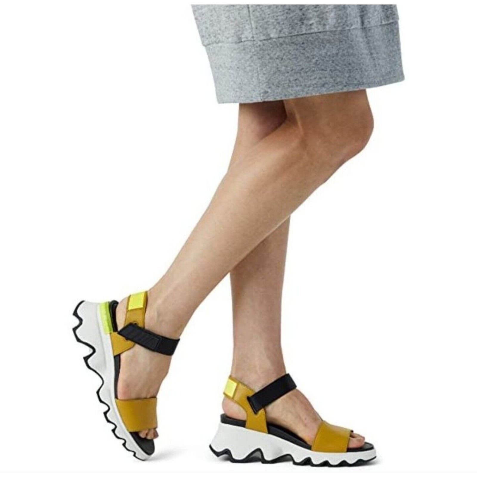 image of Sorel Kinetic Wedge Sandal In Dioxide Gold Size 9.5, Women's