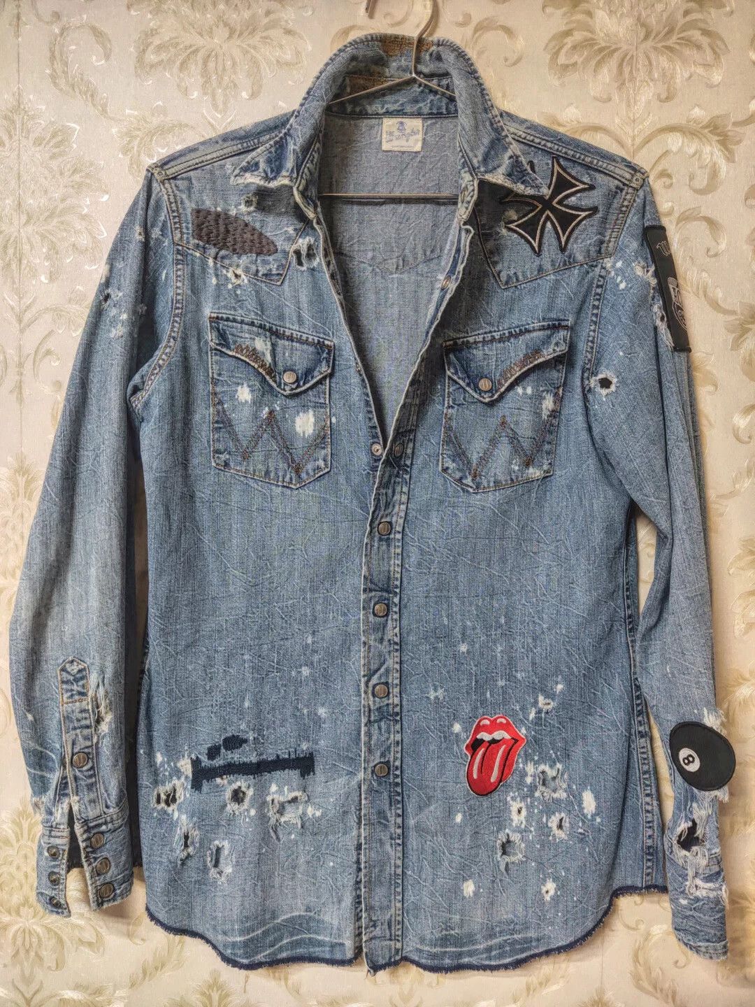 Vintage Sanforized Distressed Denim Shirt Size US M / EU 48-50 / 2 - 1 Thumbnail