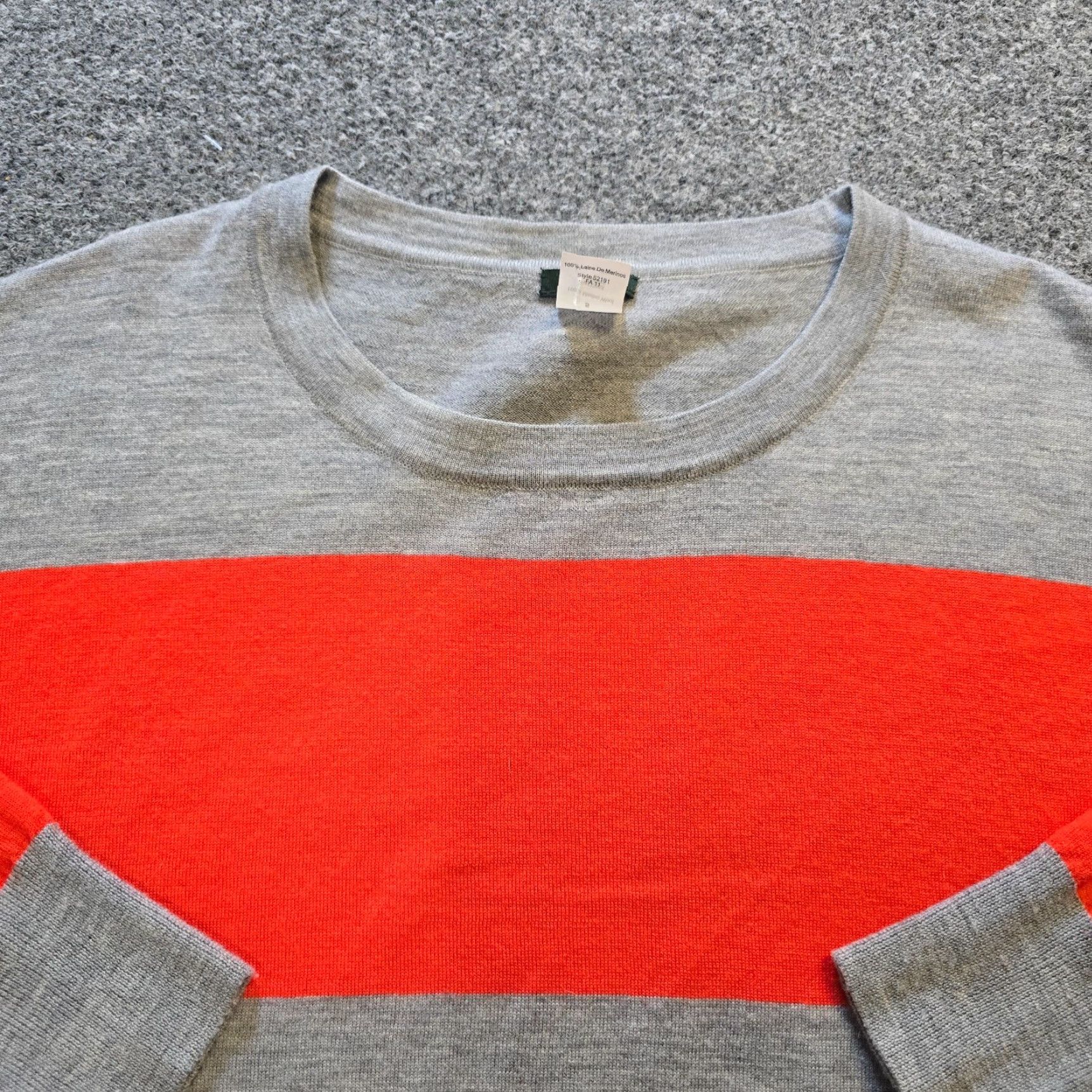 J.Crew J.CREW Sweater Womens Small Orange Gray Rugby Striped Merino Wool Classic Casual Pullover Knit Crew Neck Long Sleeve Wool Winter Fall Size S / US 4 / IT 40 - 2 Thumbnail