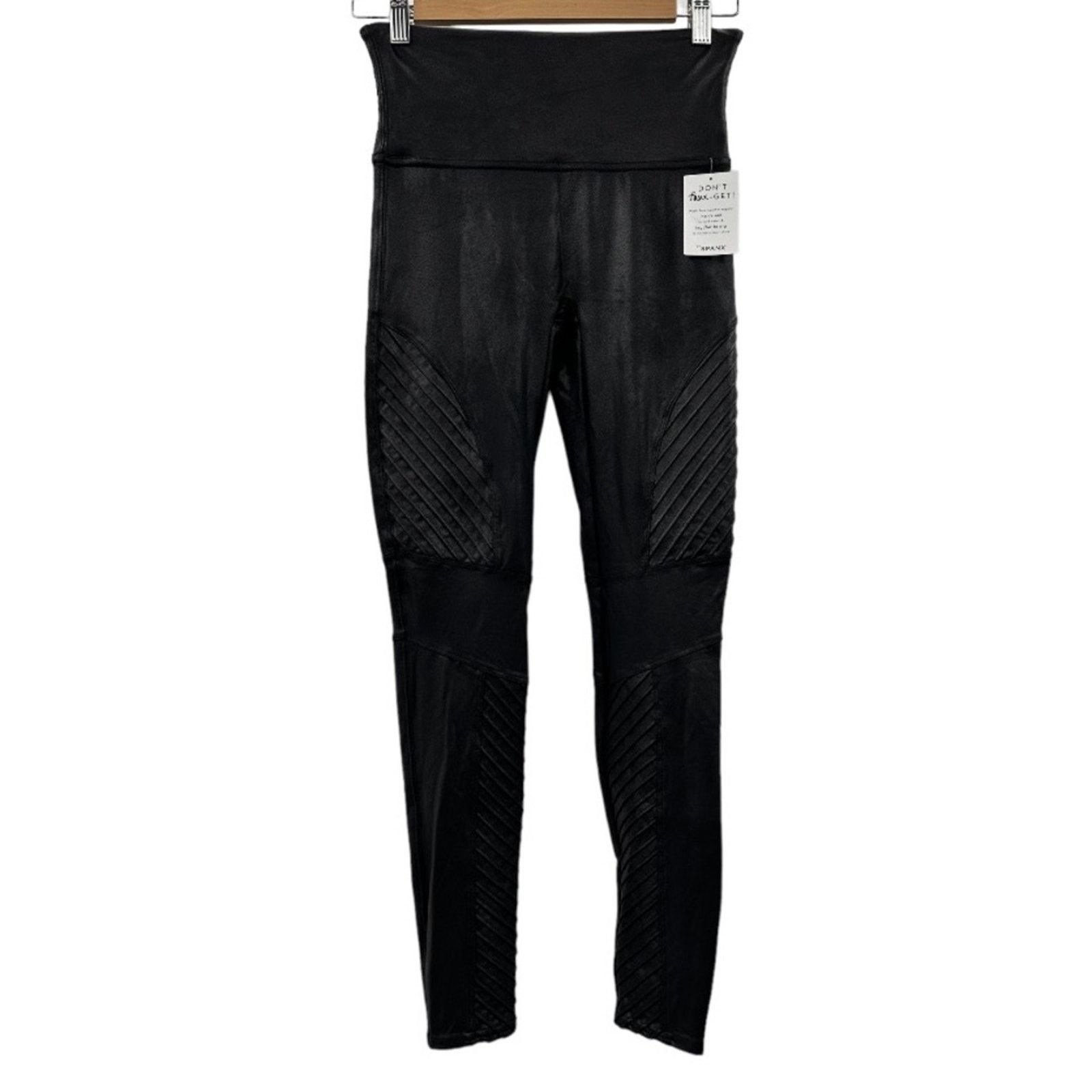 Spanx Spanx Faux Leather Mid Rise Moto Leggings in Very Black Sz M Size 25" / US 0 / IT 36 - 3 Thumbnail