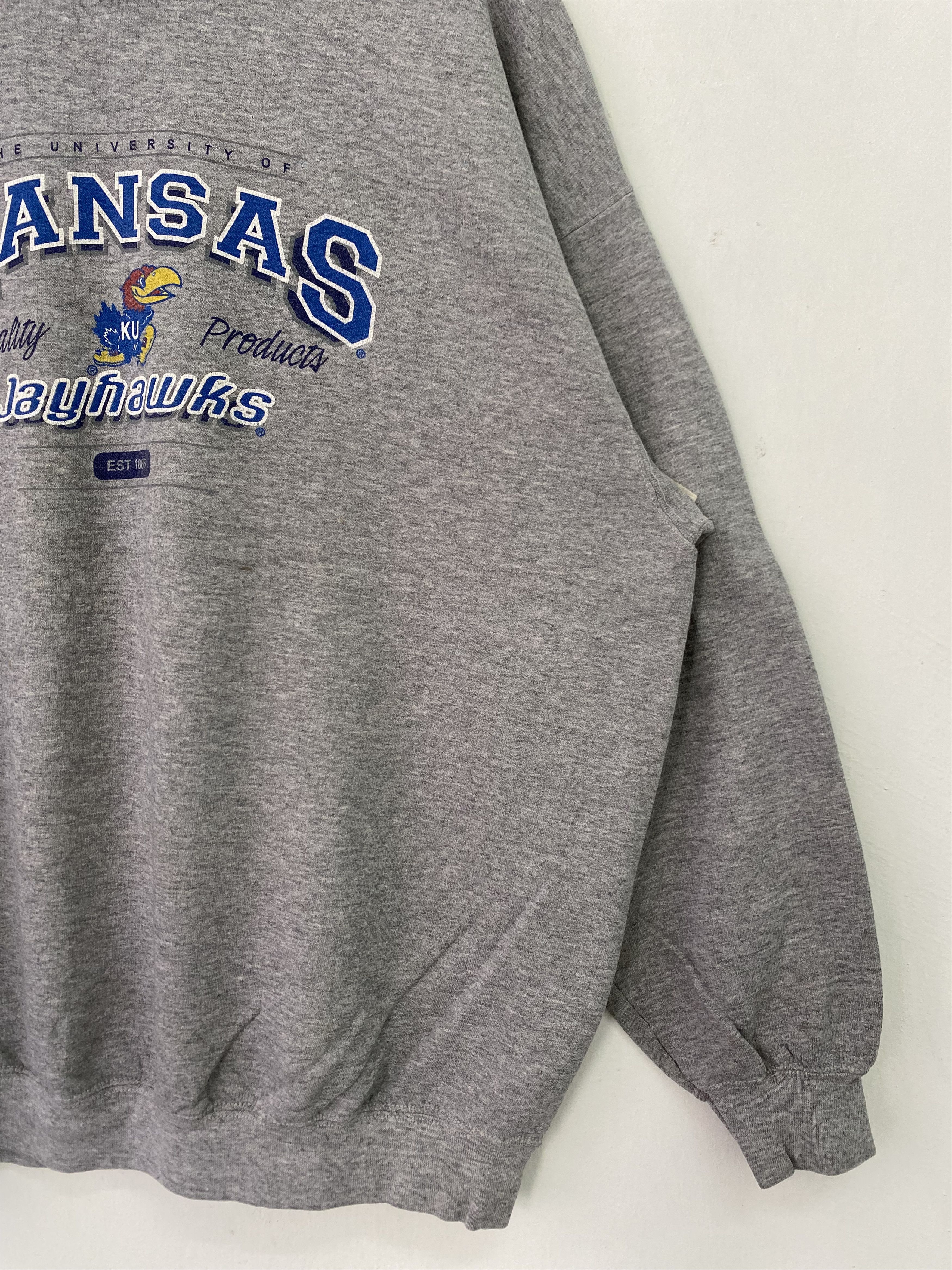 Vintage Vintage University Kansas Jayhawks Sweatshirt XL size Grey Size US XL / EU 56 / 4 - 7 Thumbnail