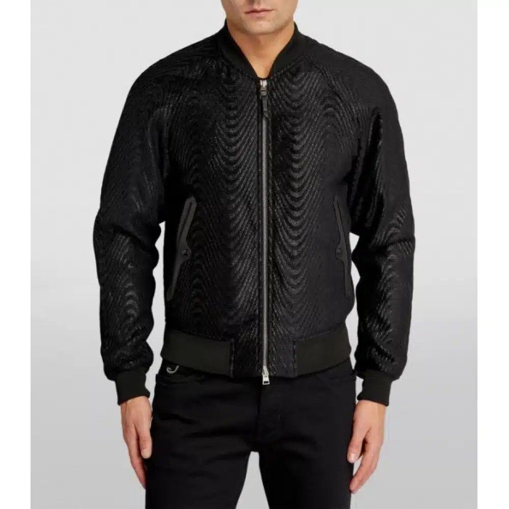 Tom Ford o1loc1c0825 OBS019 Wave Jacquard Bomber Jacket in Black Size US M / EU 48-50 / 2 - 4 Thumbnail