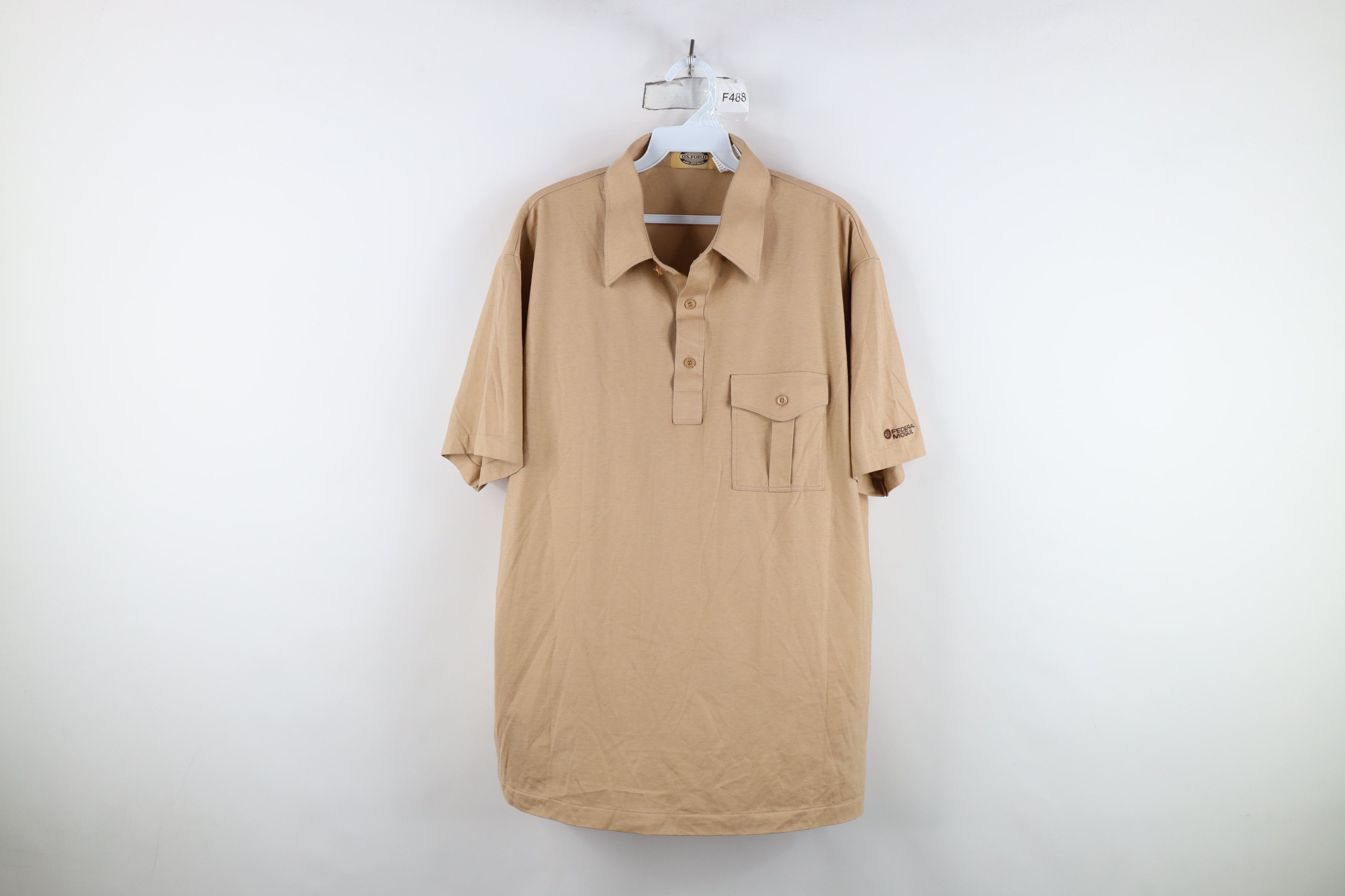 Vintage Vintage 70s 80s Streetwear Collared Polo Shirt Beige Tan Size US XL / EU 56 / 4 - 1 Thumbnail