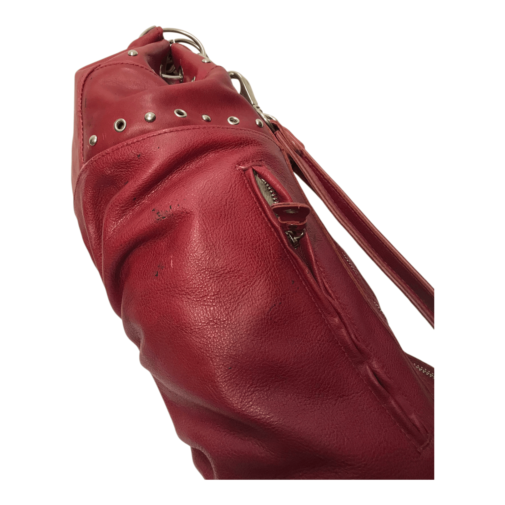 Leather Luca Studded Red Leather Sling/Hand Bag Size ONE SIZE - 9 Thumbnail