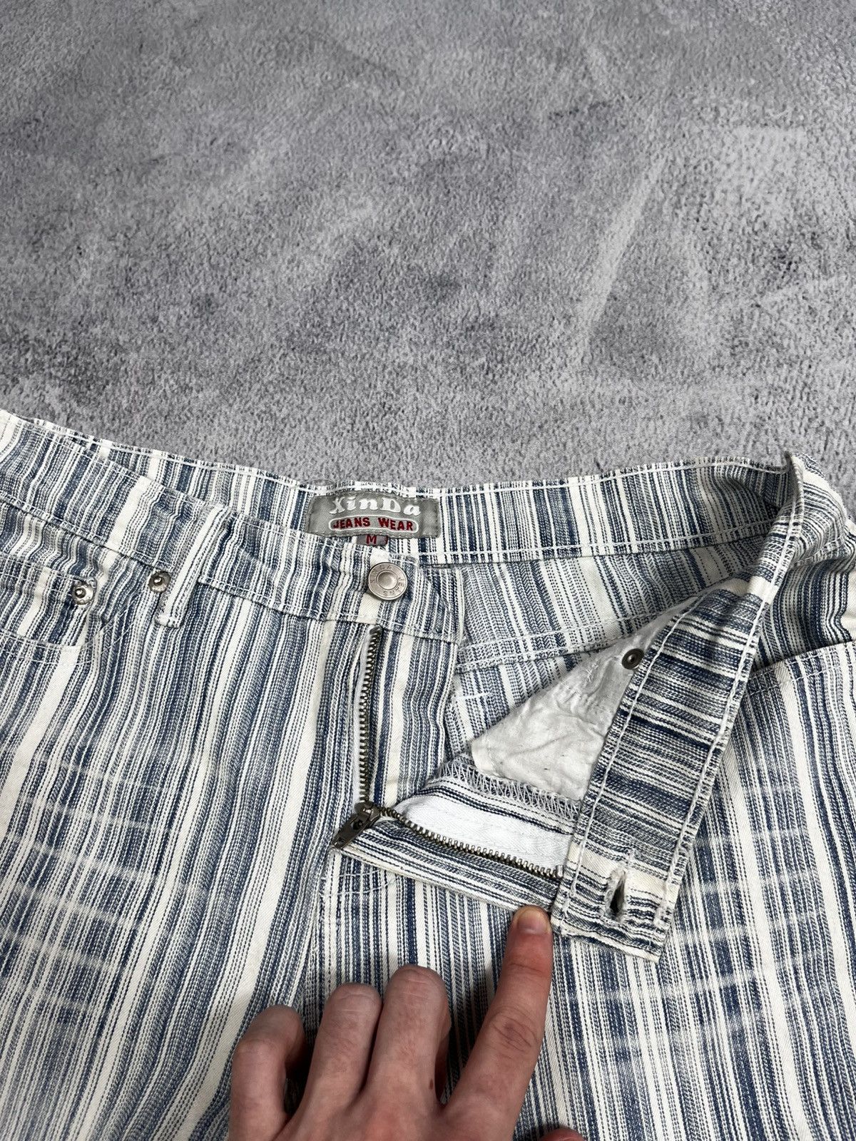 Other Vintage Y2K flared striped jeans 00s style streetwear M Size 29" - 7 Thumbnail