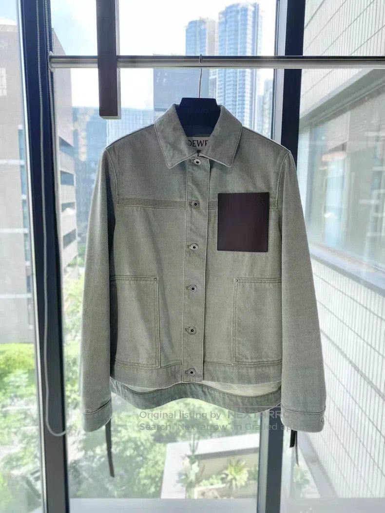 Loewe Loewe Cotton Khaki Green Leather Paneling Jacket Size XS / US 0-2 / IT 36-38 - 2 Thumbnail