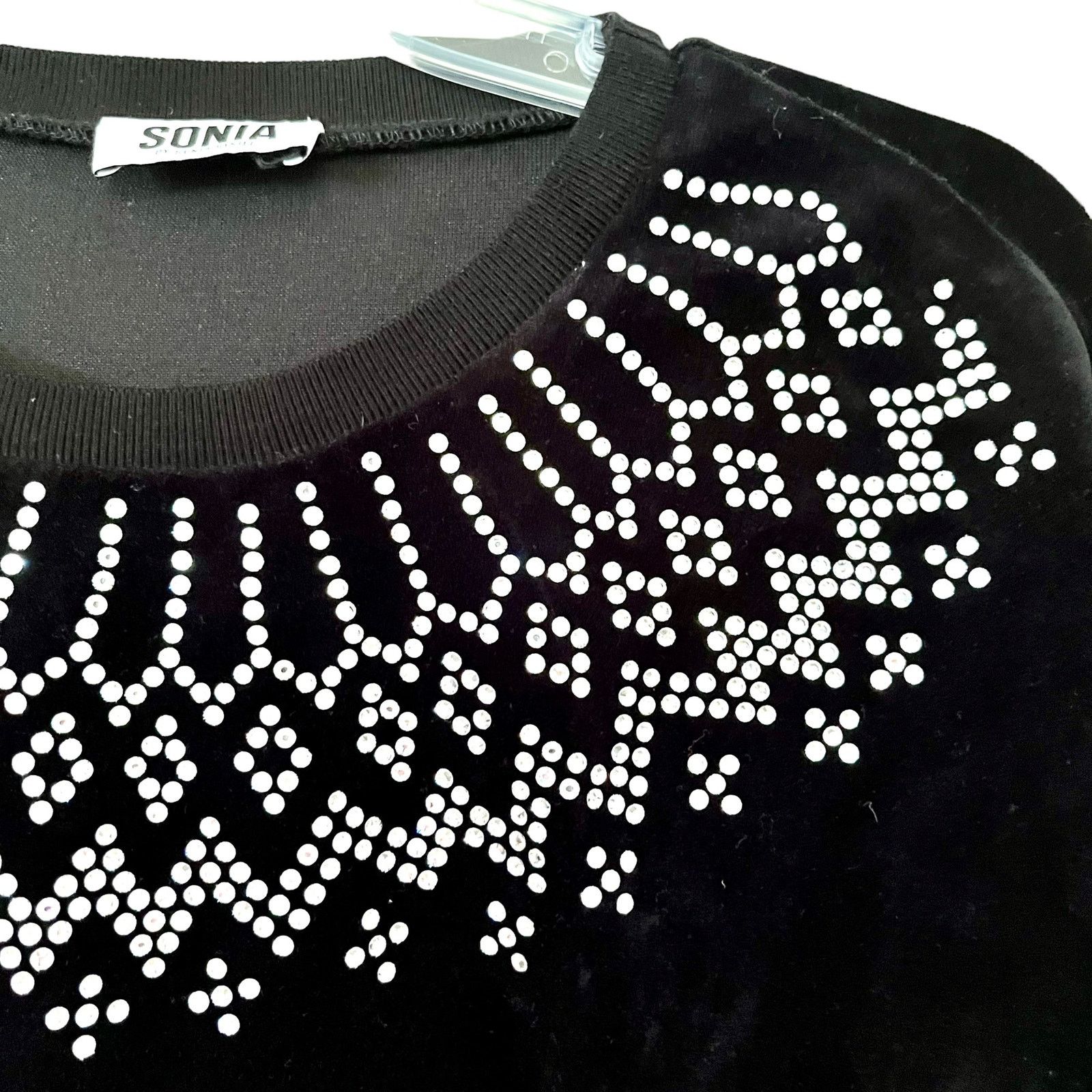Sonia Rykiel Sonia Rykiel Rhinestones Velvet Long Sleeve Sweatshirt Black Size S / US 4 / IT 40 - 2 Thumbnail