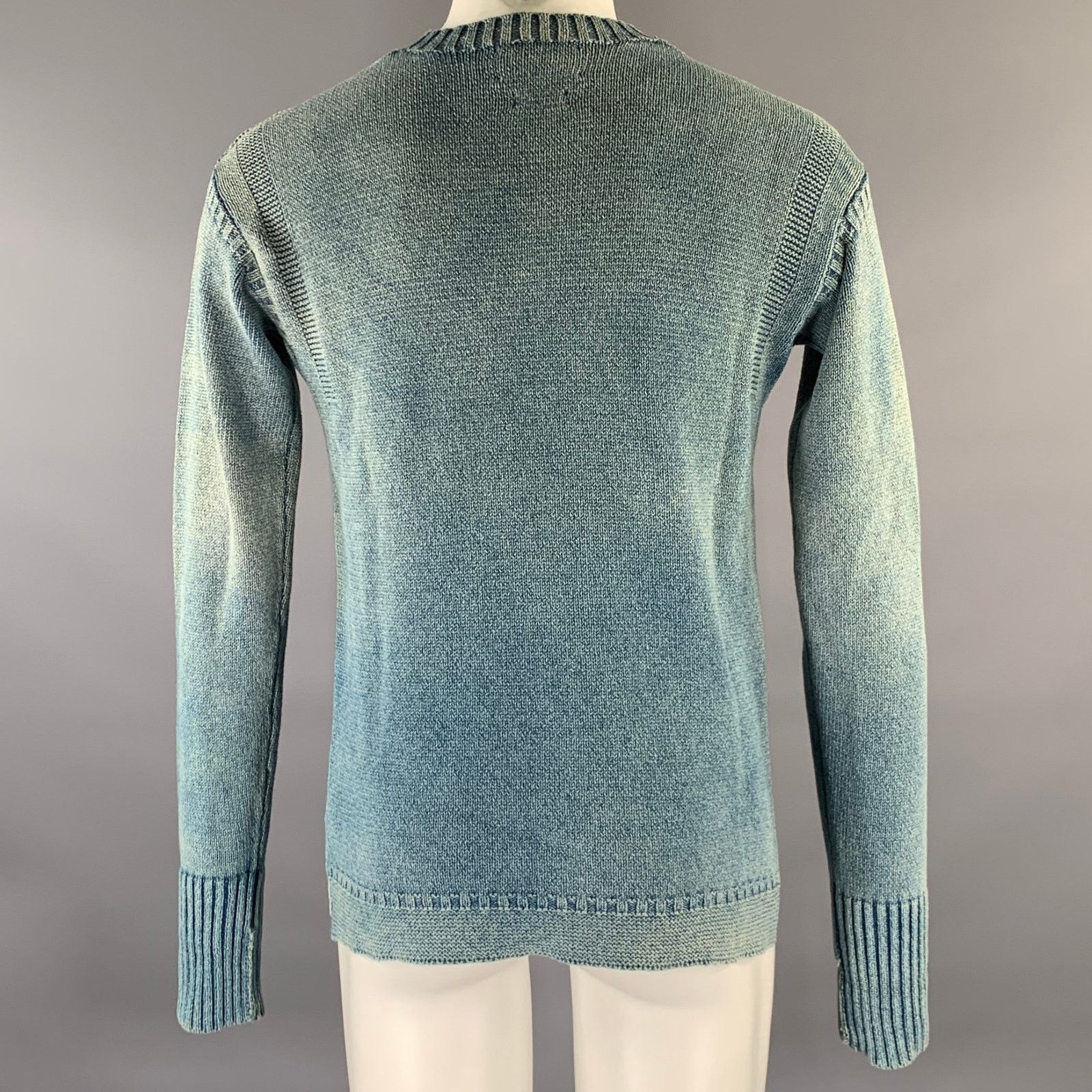Ralph Lauren RRL by RALPH LAUREN S Blue Knitted Cotton Ribbed Sweater Size US S / EU 44-46 / 1 - 4 Thumbnail