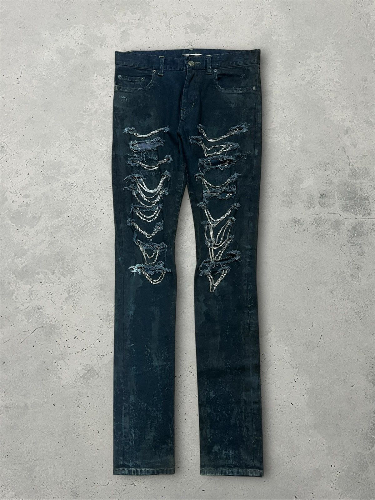 Saint Laurent Paris Saint Laurent Paris AW13 Destroyed Chain Jeans（Sample) Size US 29 - 1 Thumbnail