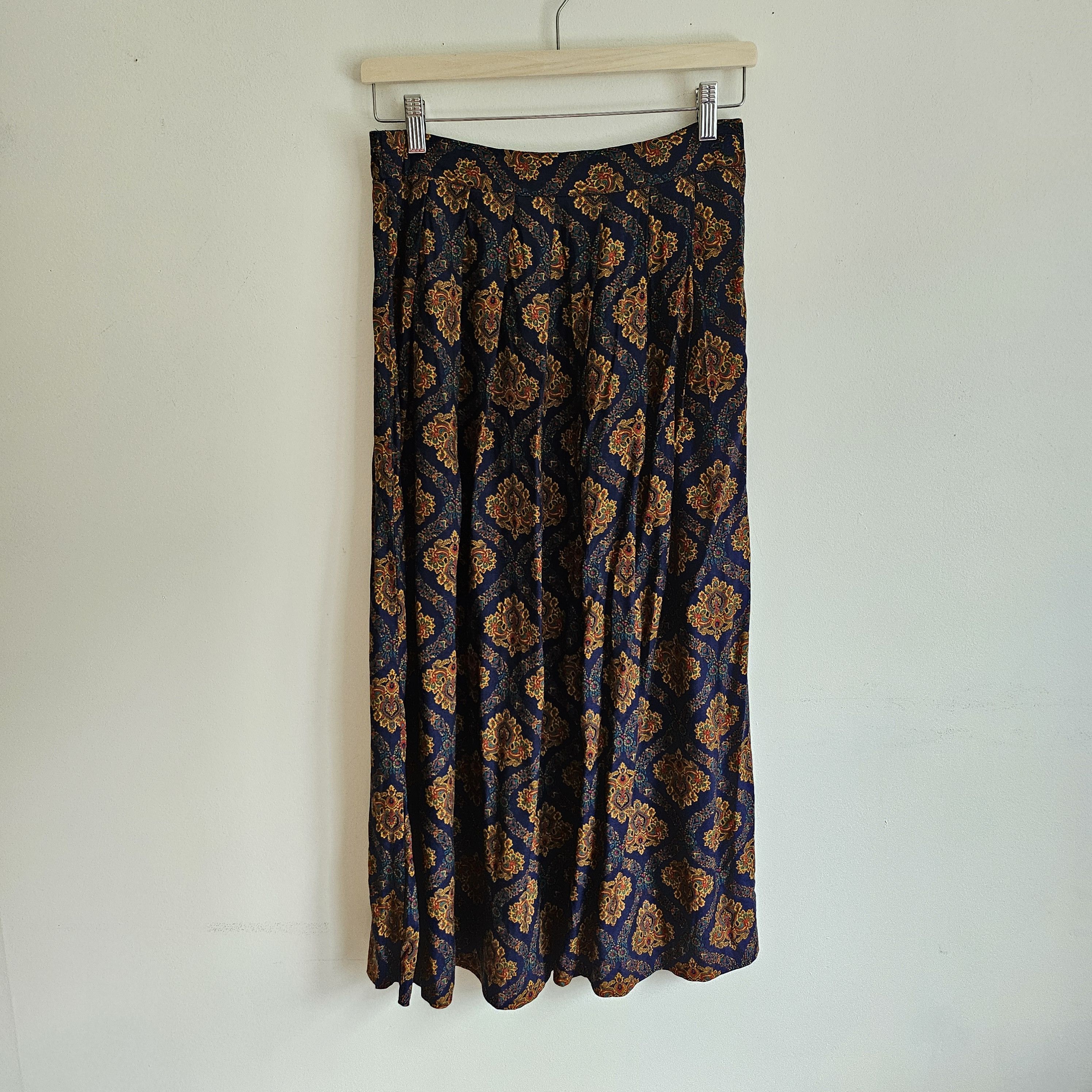 Vintage × Worthington Vintage Worthington Woman's Blue Paisley Pleat Skirt Size 28" / US 6 / IT 42 - 2 Thumbnail