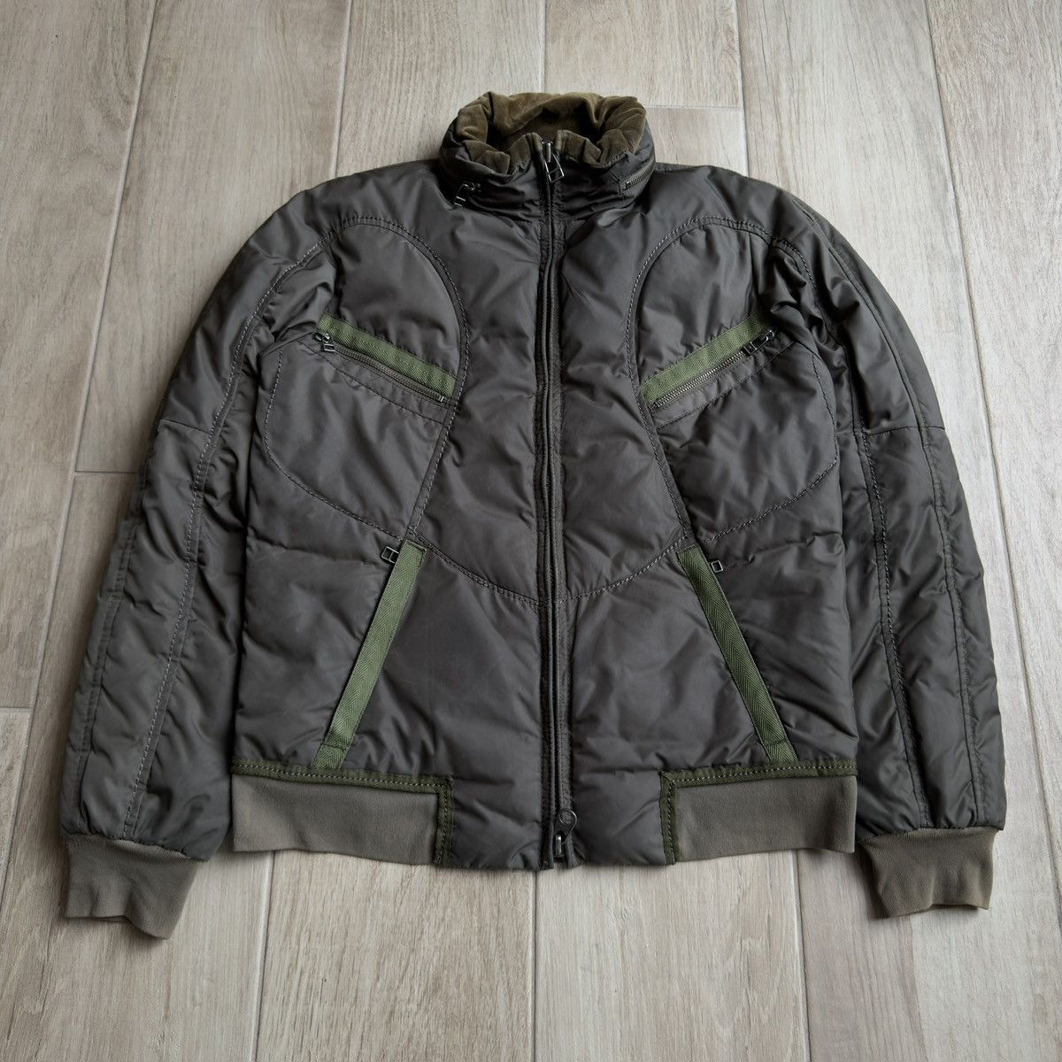 Marithe + Francois Girbaud 2000s Panel Detail Corduroy Collar Puffer Jacket Size US M / EU 48-50 / 2 - 1 Thumbnail