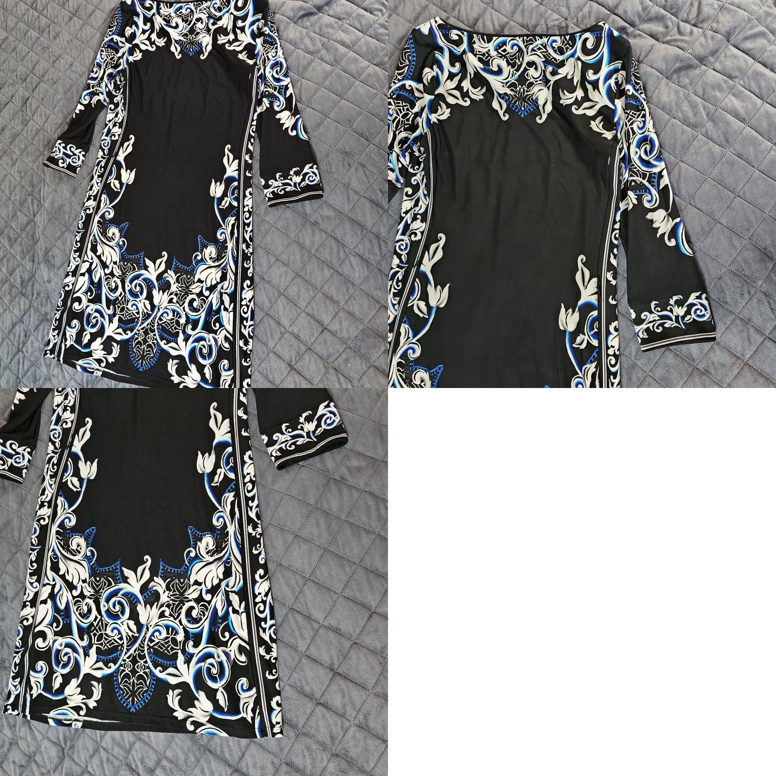 White House Black Market WHBM Women's Dress XS Black Floral Career Mini Sheath Long Sleeve Boat Neck Size XS / US 0-2 / IT 36-38 - 9 Thumbnail