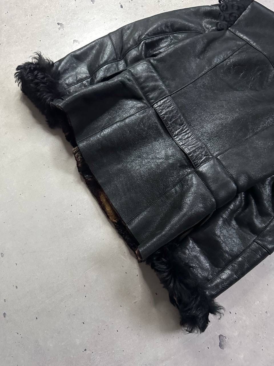 Leather Aspelle Vintage Women’s Leather Fur Coat Black GB12 M-L Y2K Size M / US 6-8 / IT 42-44 - 14 Thumbnail
