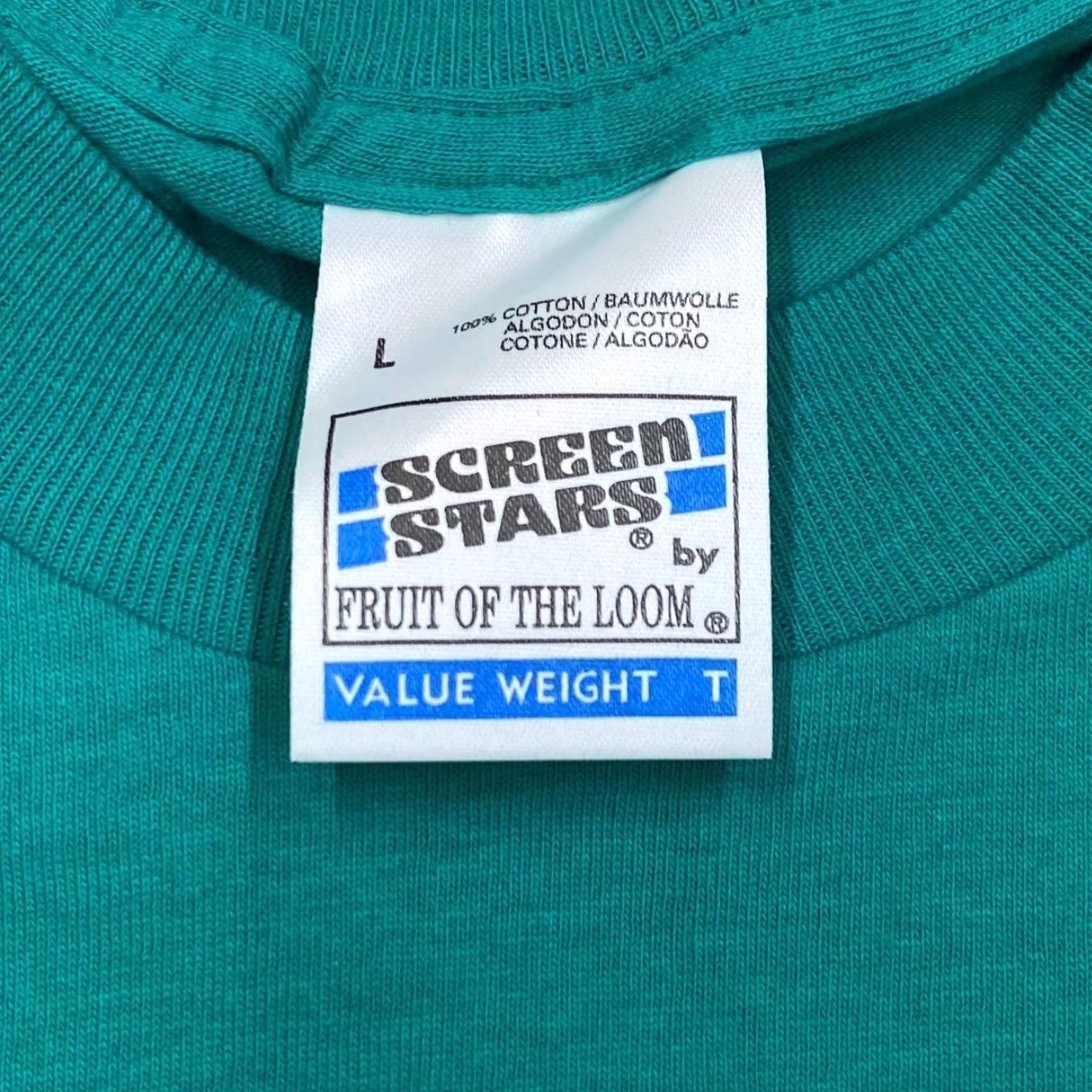 Vintage VINTAGE Screen Stars T-Shirt Graphic Print I'm A French Fry Caterpillar Cartoon Novelty L Mens Regular Turquoise 90s shirts Size US L / EU 52-54 / 3 - 5 Thumbnail