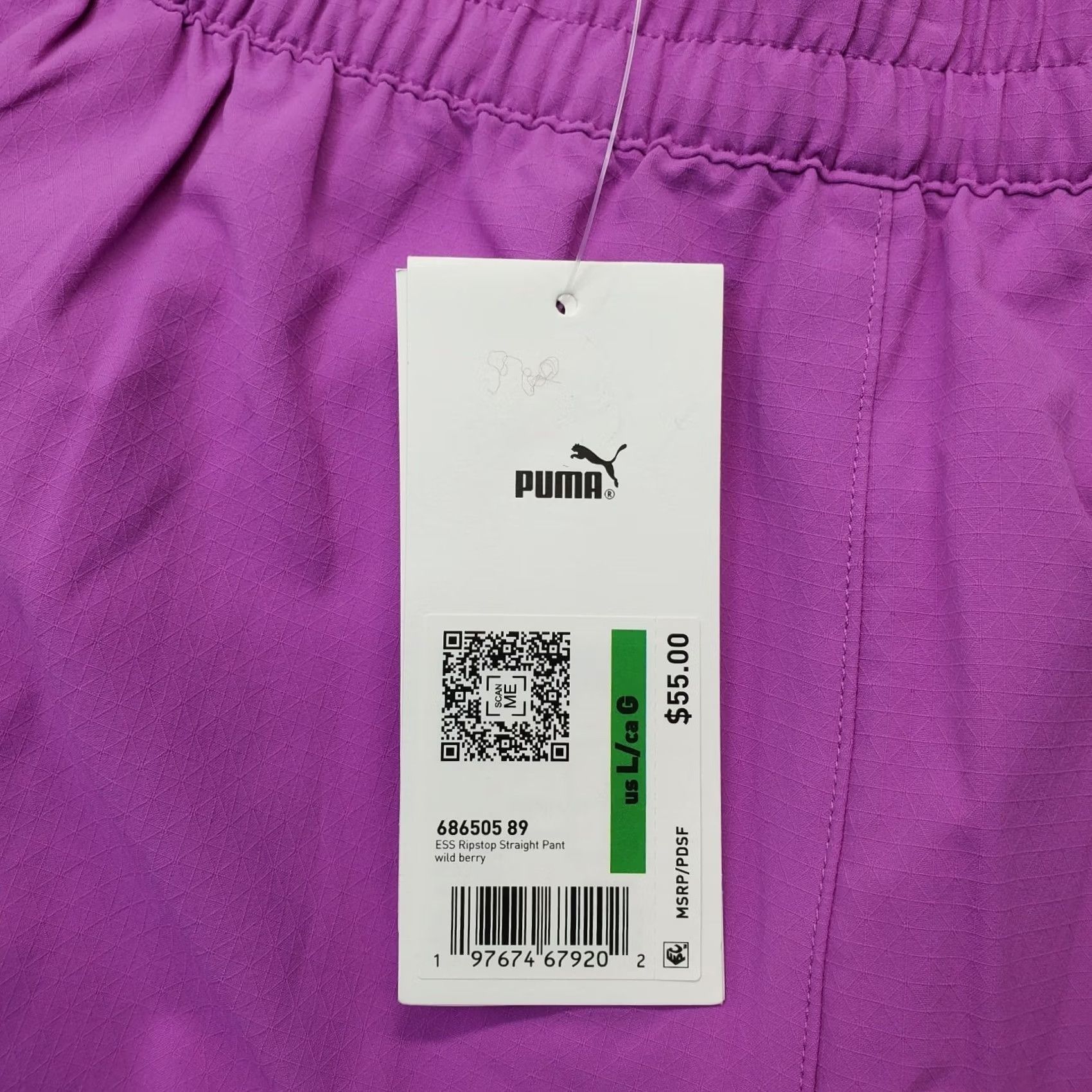 Puma Puma Essential Ripstop Woven Straight Pants Womens L Purple Elastic Waist, Pockets, Breathable, Athletic Fit, Jogger, Casual Travel, 100% Polyester Size 24" / US 00 / IT 34 - 7 Thumbnail