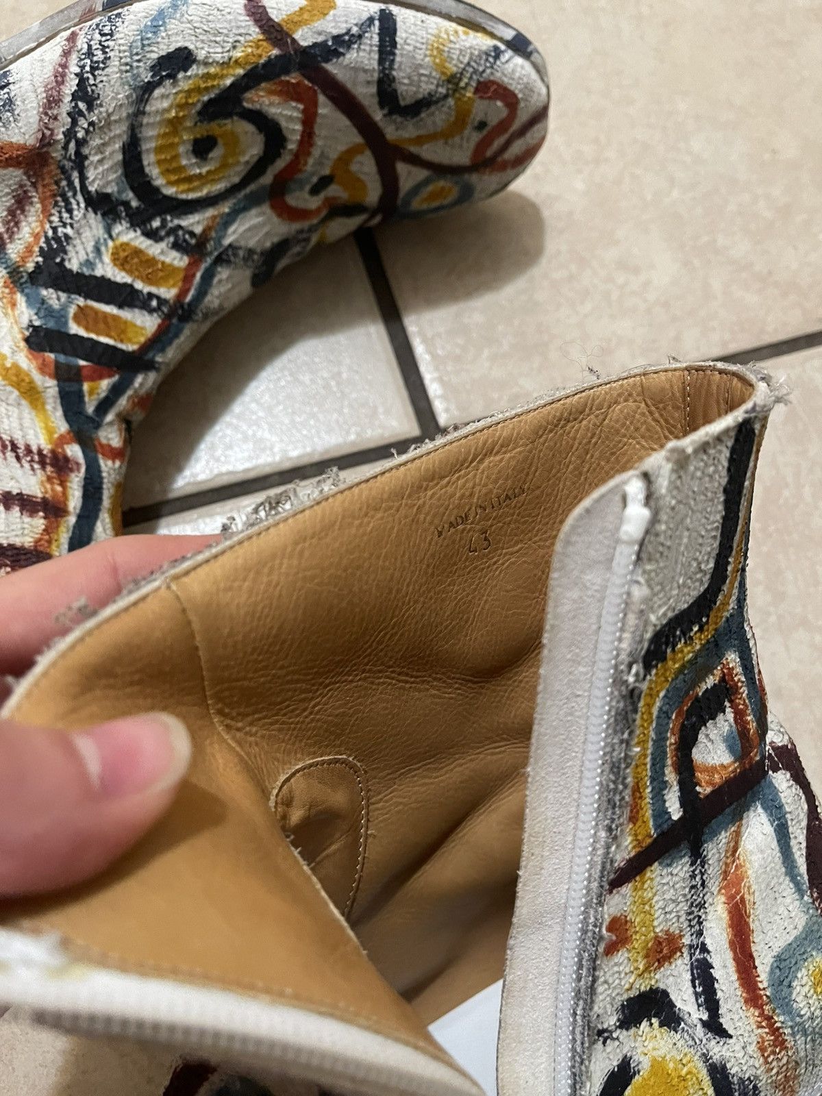 Maison Margiela Maison Margiela A/W 2015 Painted Artisanal Zip Boots Size 43 Size US 10.5 / EU 43-44 - 6 Thumbnail