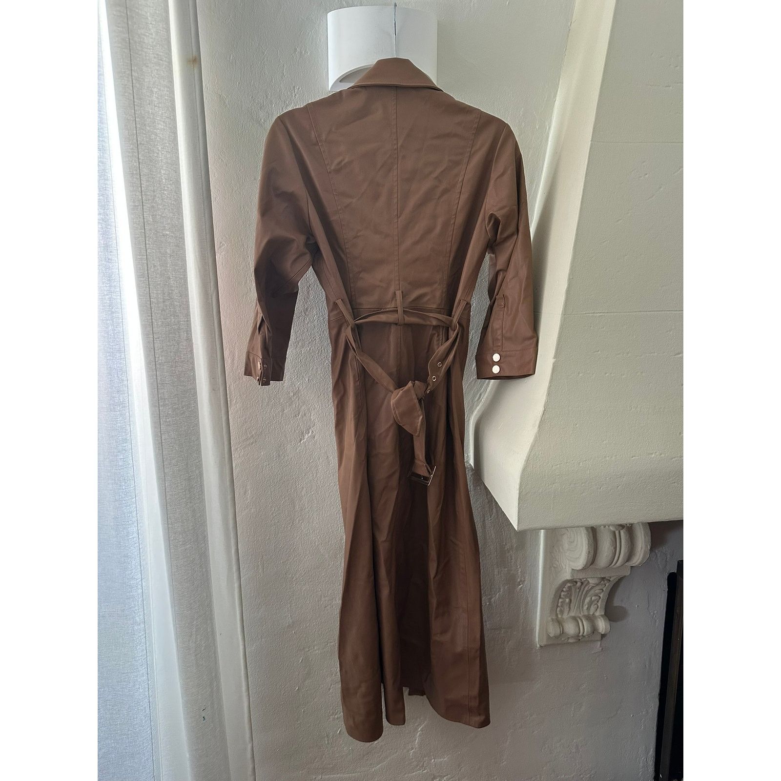 Zara Brown Faux Leather Long Coat Dress S - ilac.rochib.com