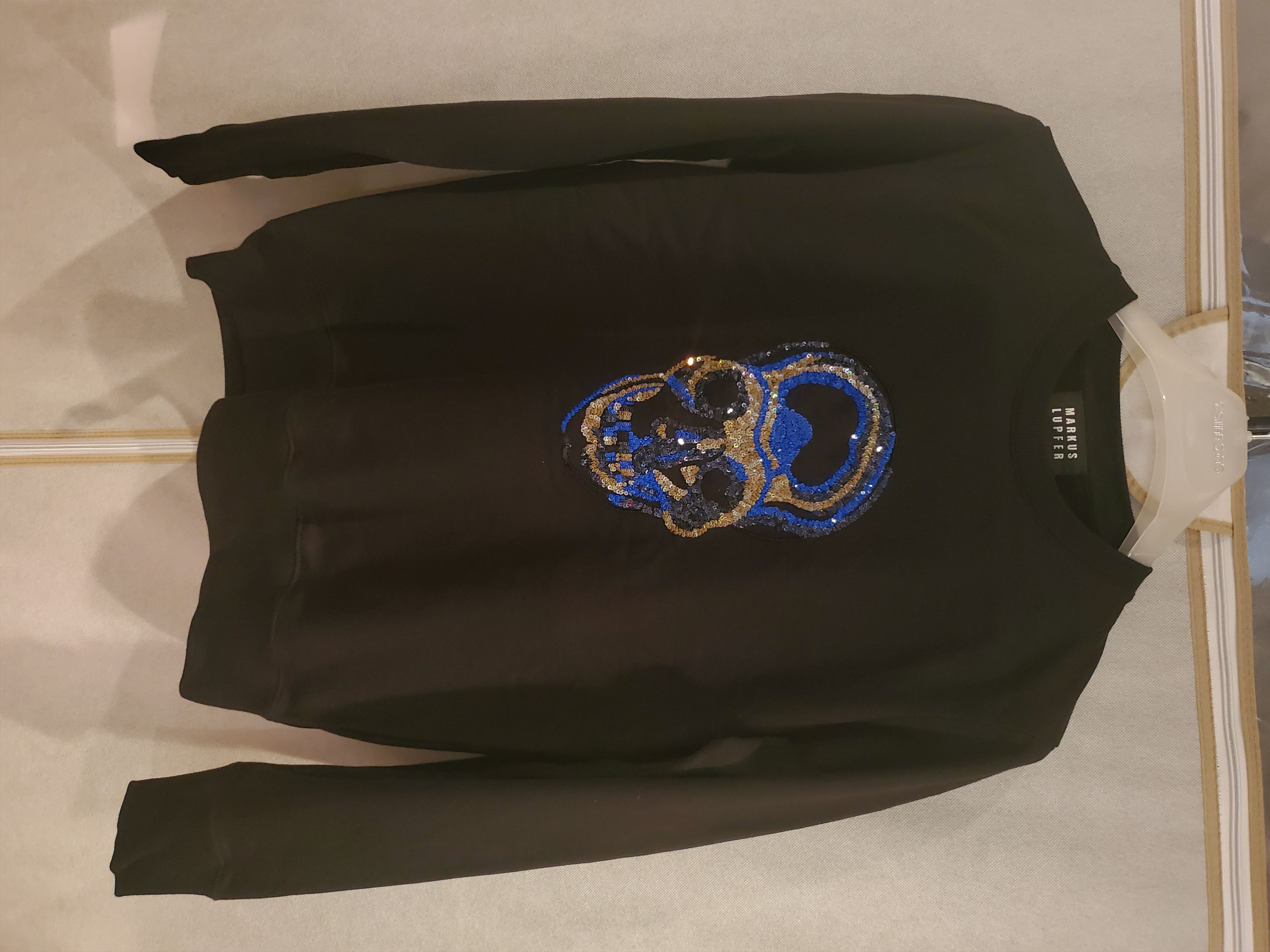 image of Markus Lupfer Sequin Skull Pattern Sweatshirt in Black, Men's (Size Large)