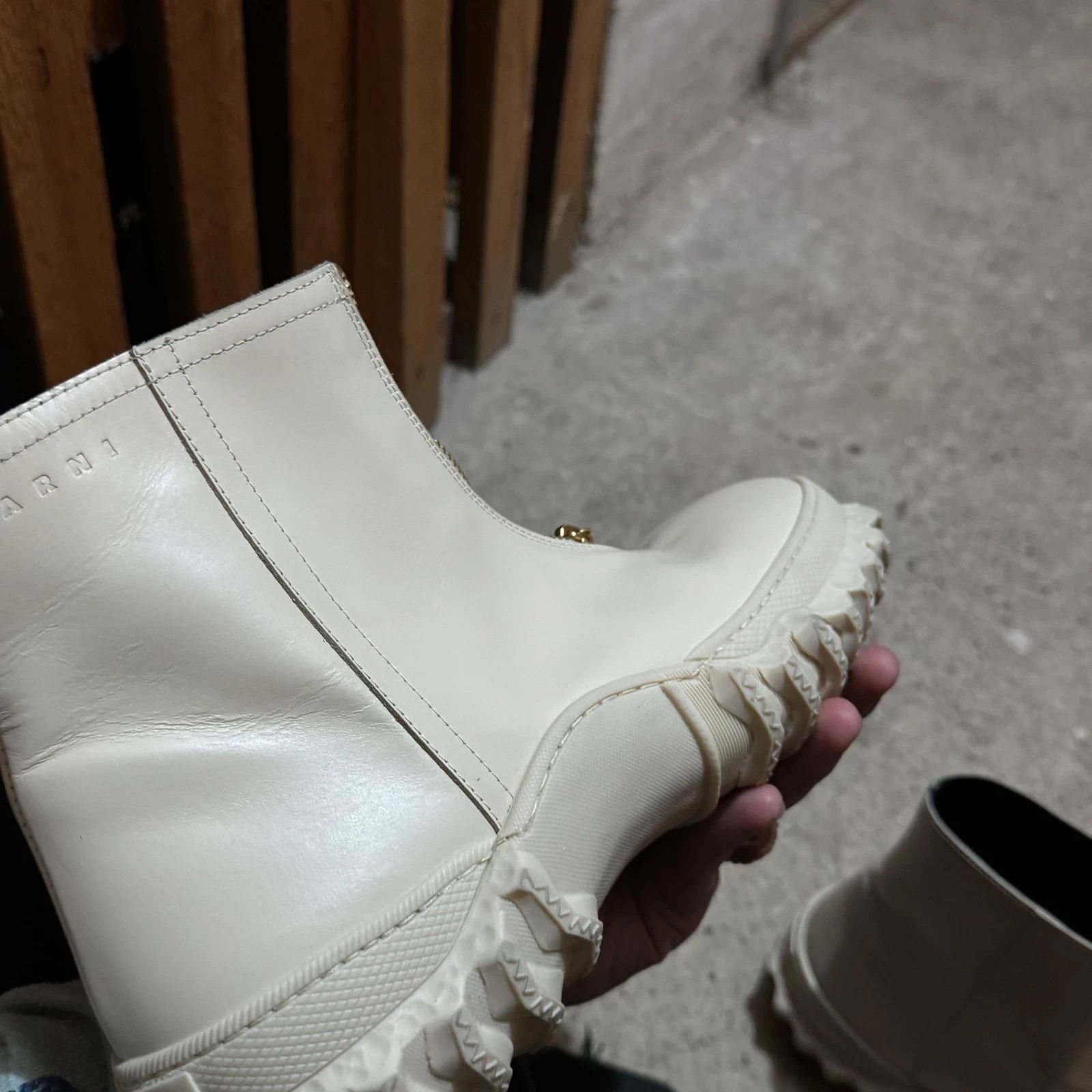 Marni Marni front zip white platform leather ankle boots Size US 8 / IT 38 - 9 Thumbnail