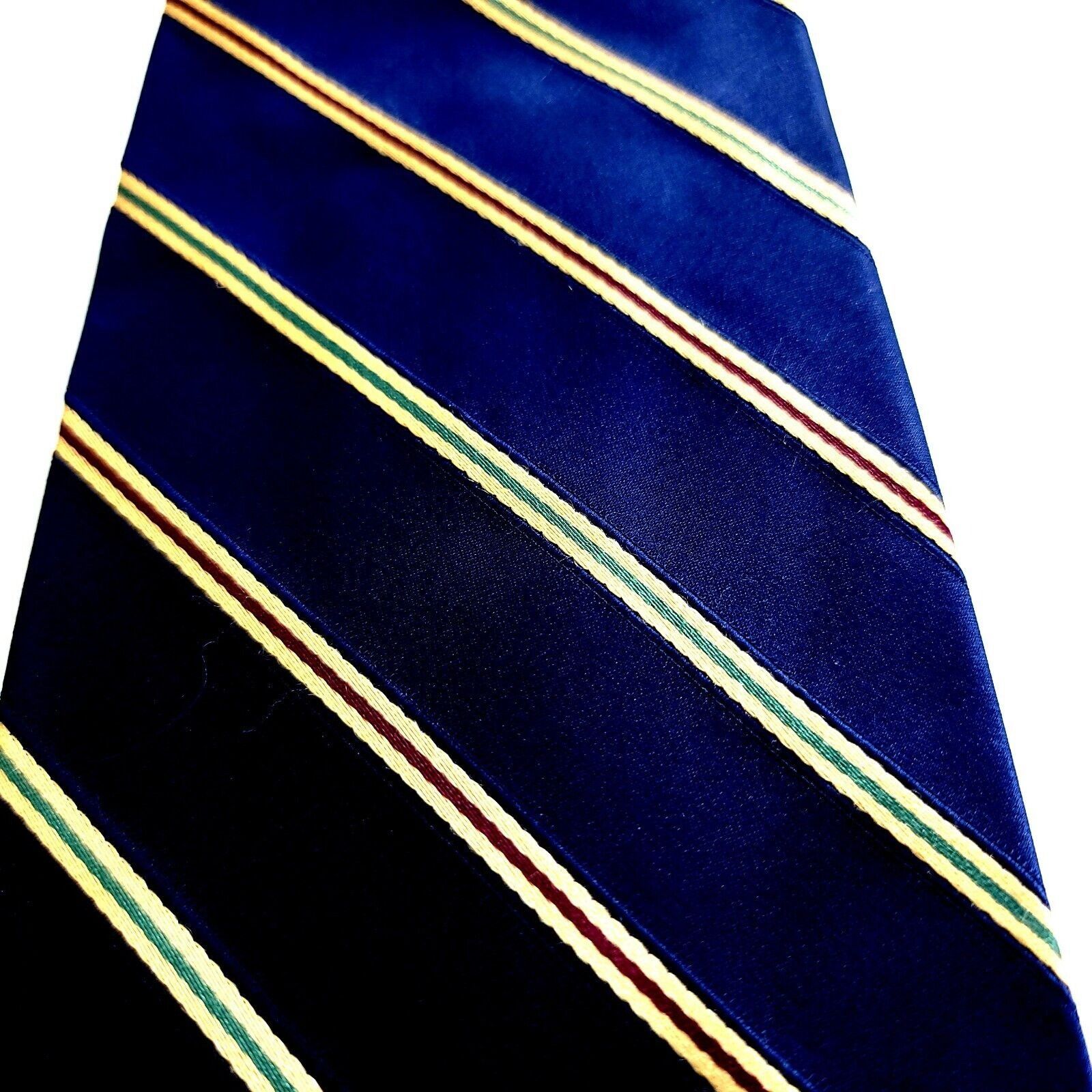 Roundtree & Yorke Roundtree & York Blue W/ Green Red Striped Woven Wide Silk T Size ONE SIZE - 2 Thumbnail