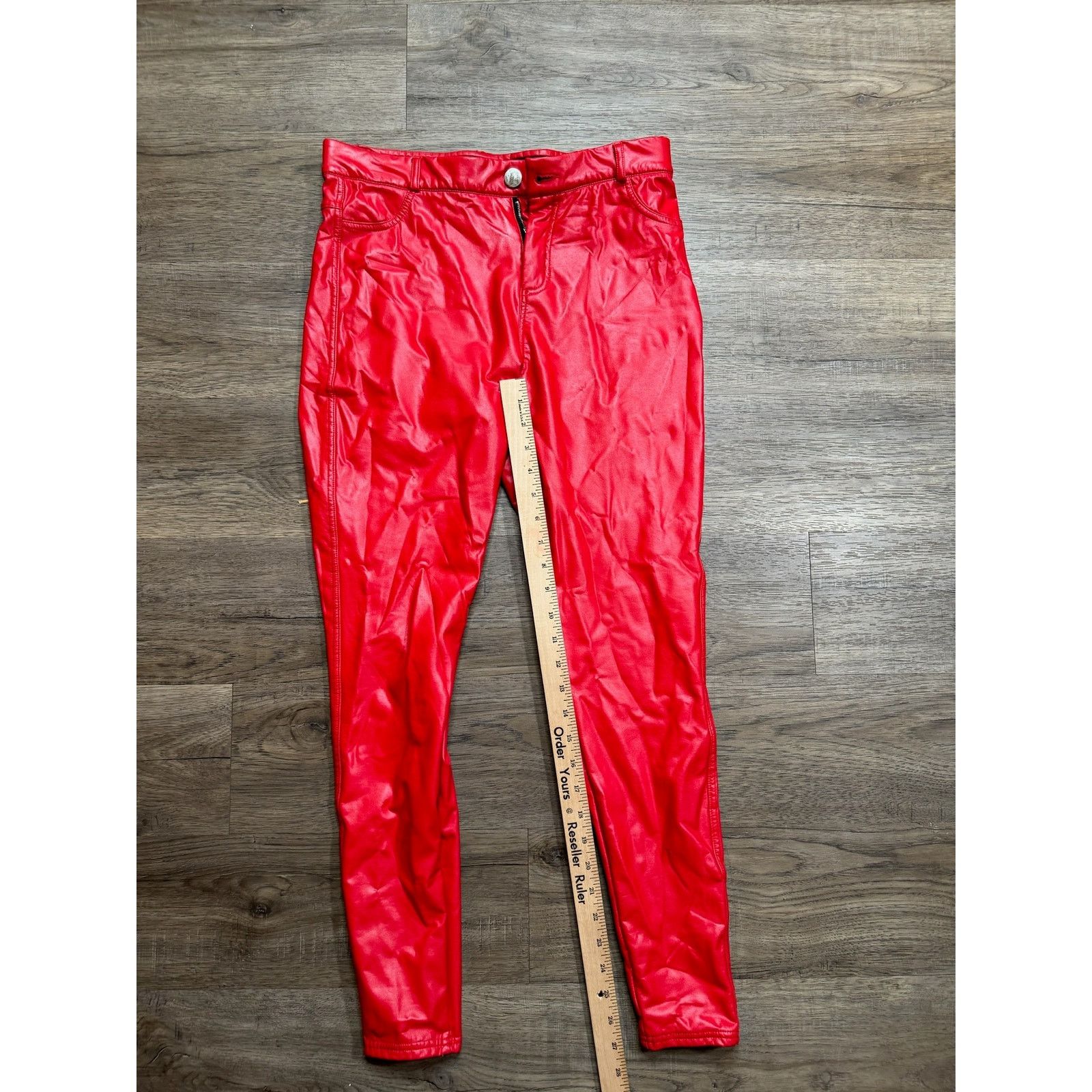 Other Womens Red Pleather Faux Leather Pants Size 28x27 Size 28" / US 6 / IT 42 - 4 Thumbnail