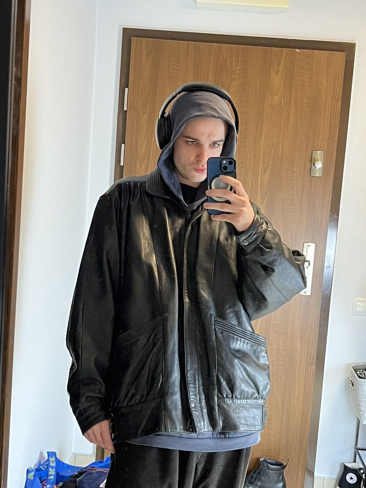 Genuine Leather × Vintage ➕ vintage sick fit boxy genuine leather avant garde jacket Size US L / EU 52-54 / 3 - 5 Thumbnail